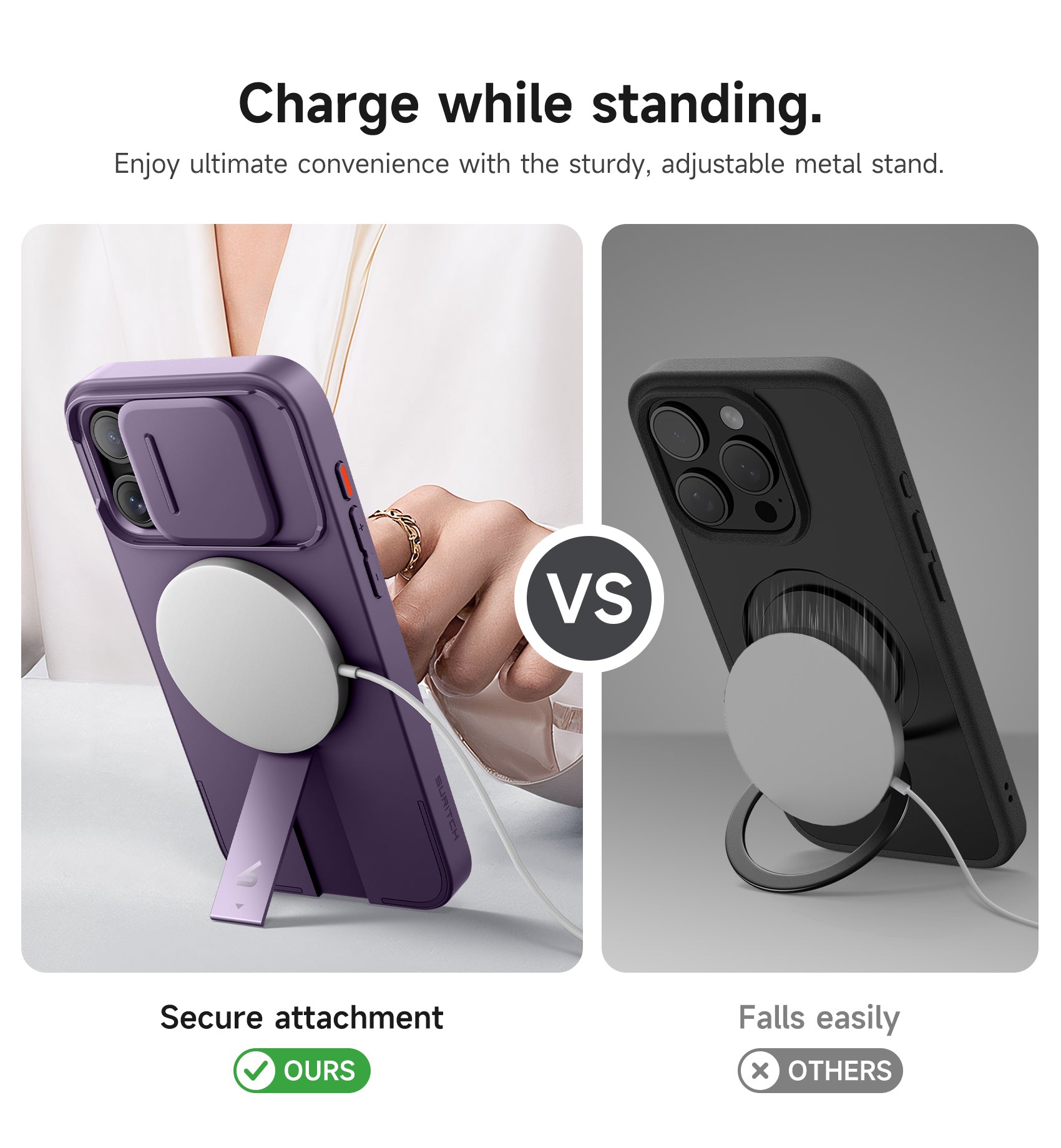 Suritch Case for iPhone 15 Pro Max with Magnetic Camera Slide Cover Adjustable Kickstand Compatible with MagSafe