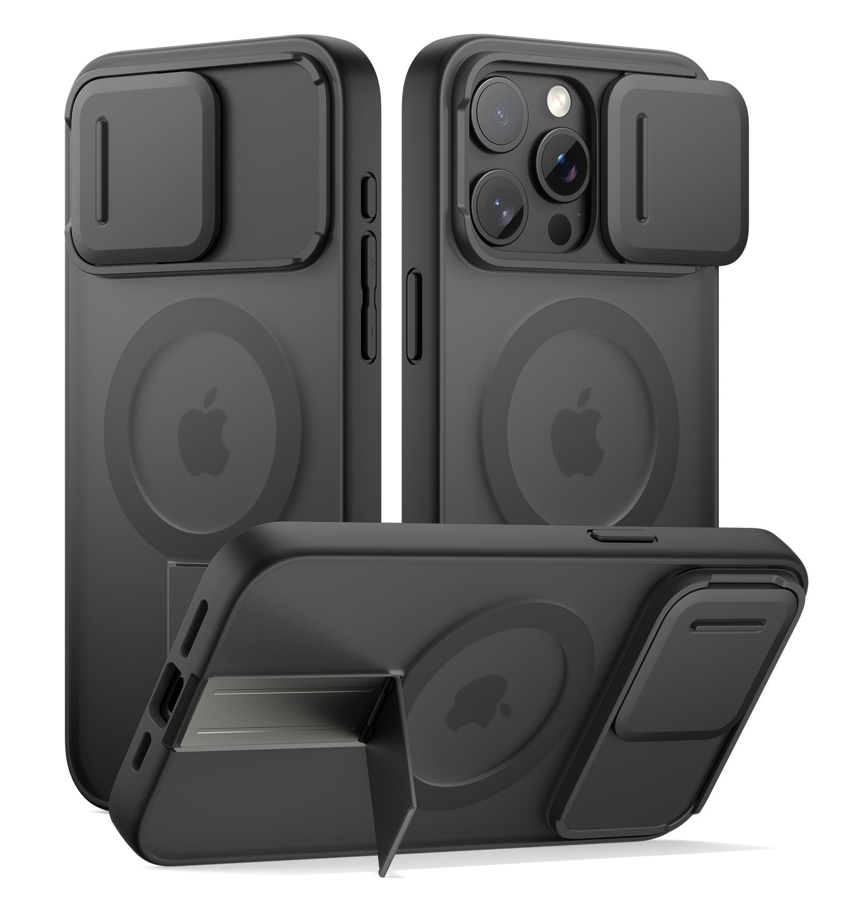 Suritch Case for iPhone 15 Pro Max Compatible with MagSafe Built-in Kickstand Camera Cover Translucent Back Shockproof Rugged Protective Phone Cover 6.7 Inch