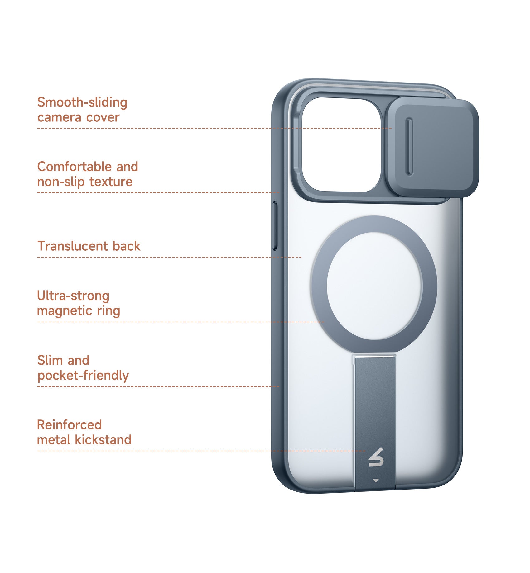 Suritch Case for iPhone 15 Pro Max Compatible with MagSafe Built-in Kickstand Camera Cover Translucent Back Shockproof Rugged Protective Phone Cover 6.7 Inch