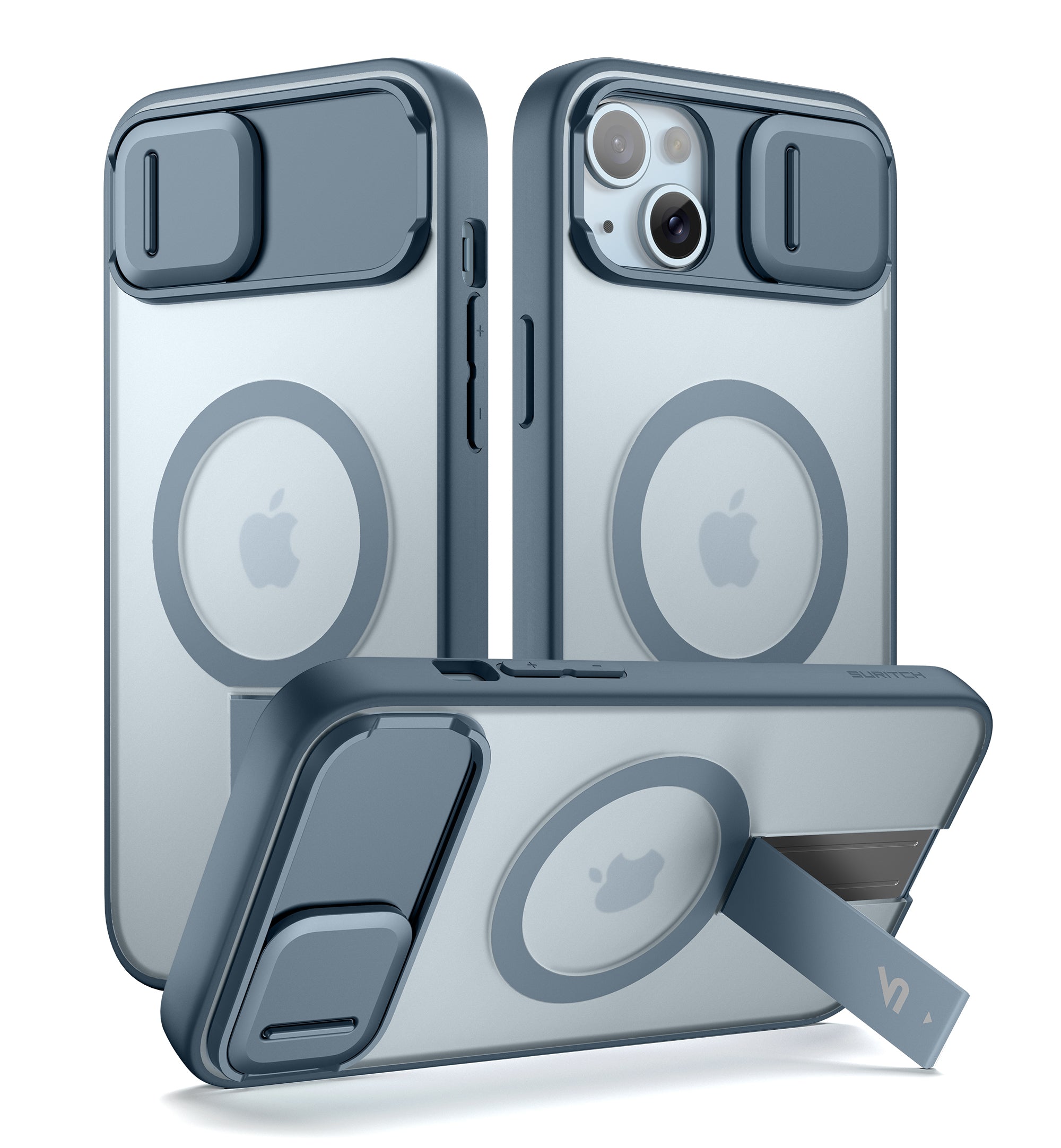 Suritch Case for iPhone 15 Compatible with MagSafe Built-in Kickstand Camera Cover Translucent Back Shockproof Rugged Protective Phone Cover 6.1 Inch