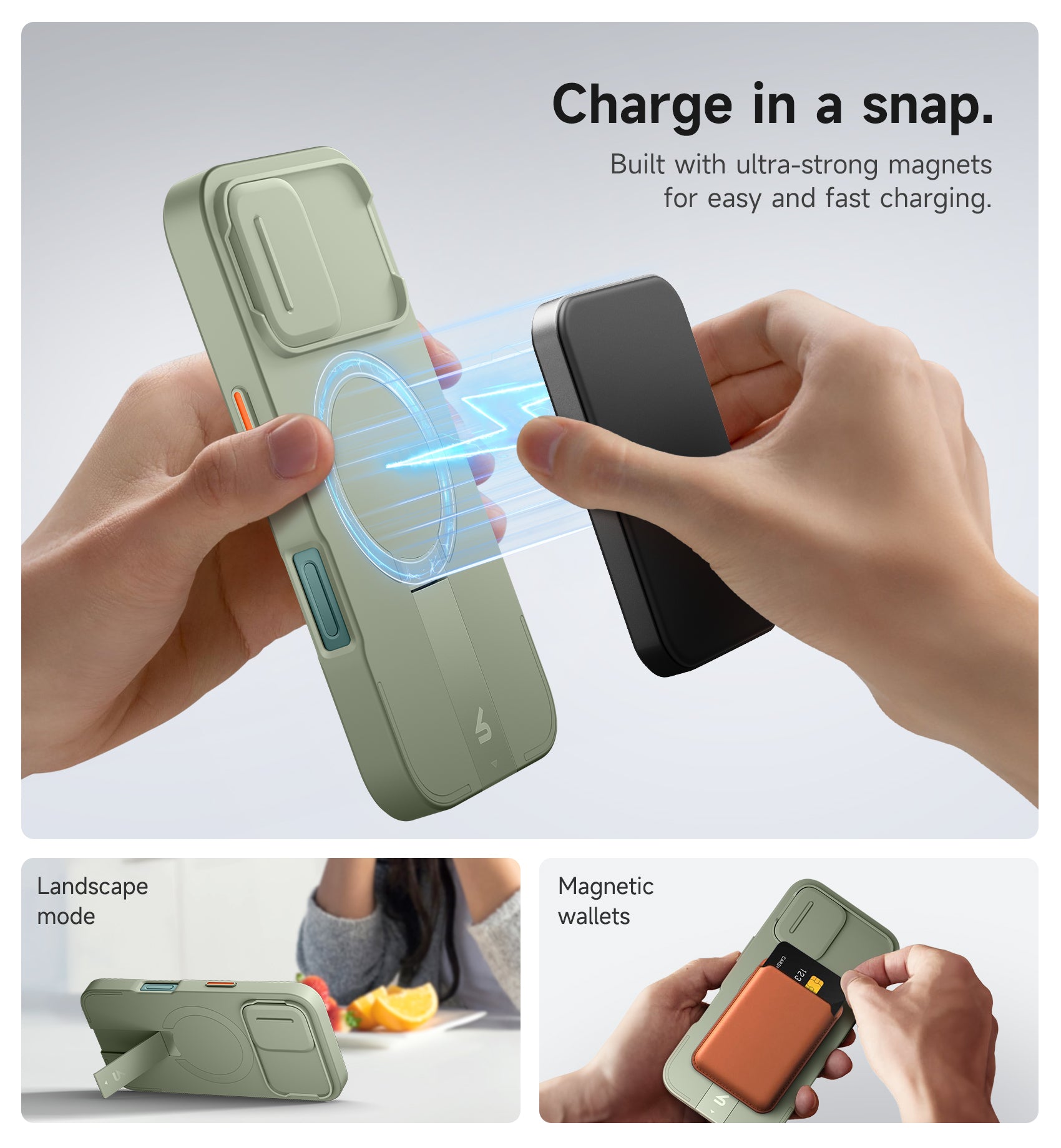 Suritch Case for iPhone 16 with Magnetic Camera Slide Cover Adjustable Kickstand Compatible with MagSafe Slim Protective Cover