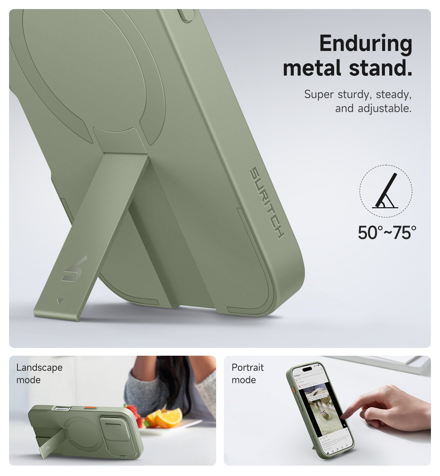 Suritch Case for iPhone 16 Pro with Slide Camera Cover Adjustable Kickstand Compatible with MagSafe Slim Protective Cover