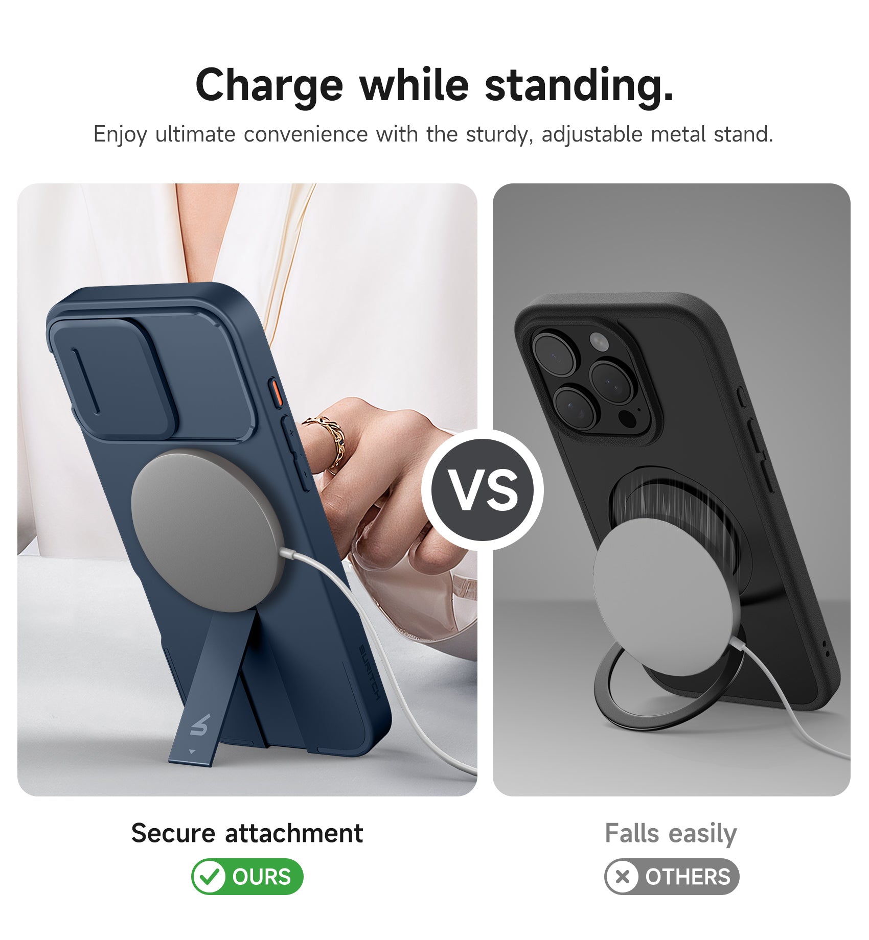 Suritch Case for iPhone 16 Pro Max with Magnetic Camera Slide Cover Adjustable Kickstand Compatible with MagSafe Slim Protective Cover 6.9 Inch