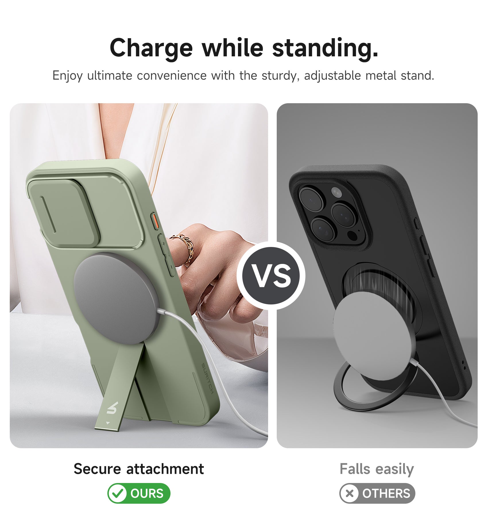 Suritch Case for iPhone 16 Pro Max with Magnetic Camera Slide Cover Adjustable Kickstand Compatible with MagSafe Slim Protective Cover 6.9 Inch
