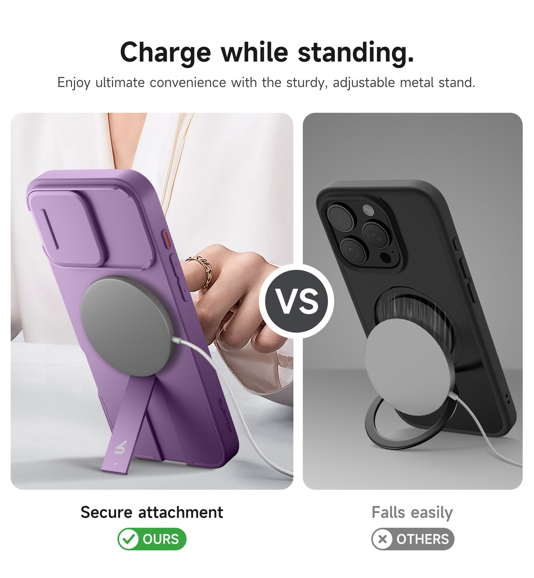 Suritch Case for iPhone 16 Pro Max with Magnetic Camera Slide Cover Adjustable Kickstand Compatible with MagSafe Slim Protective Cover 6.9 Inch