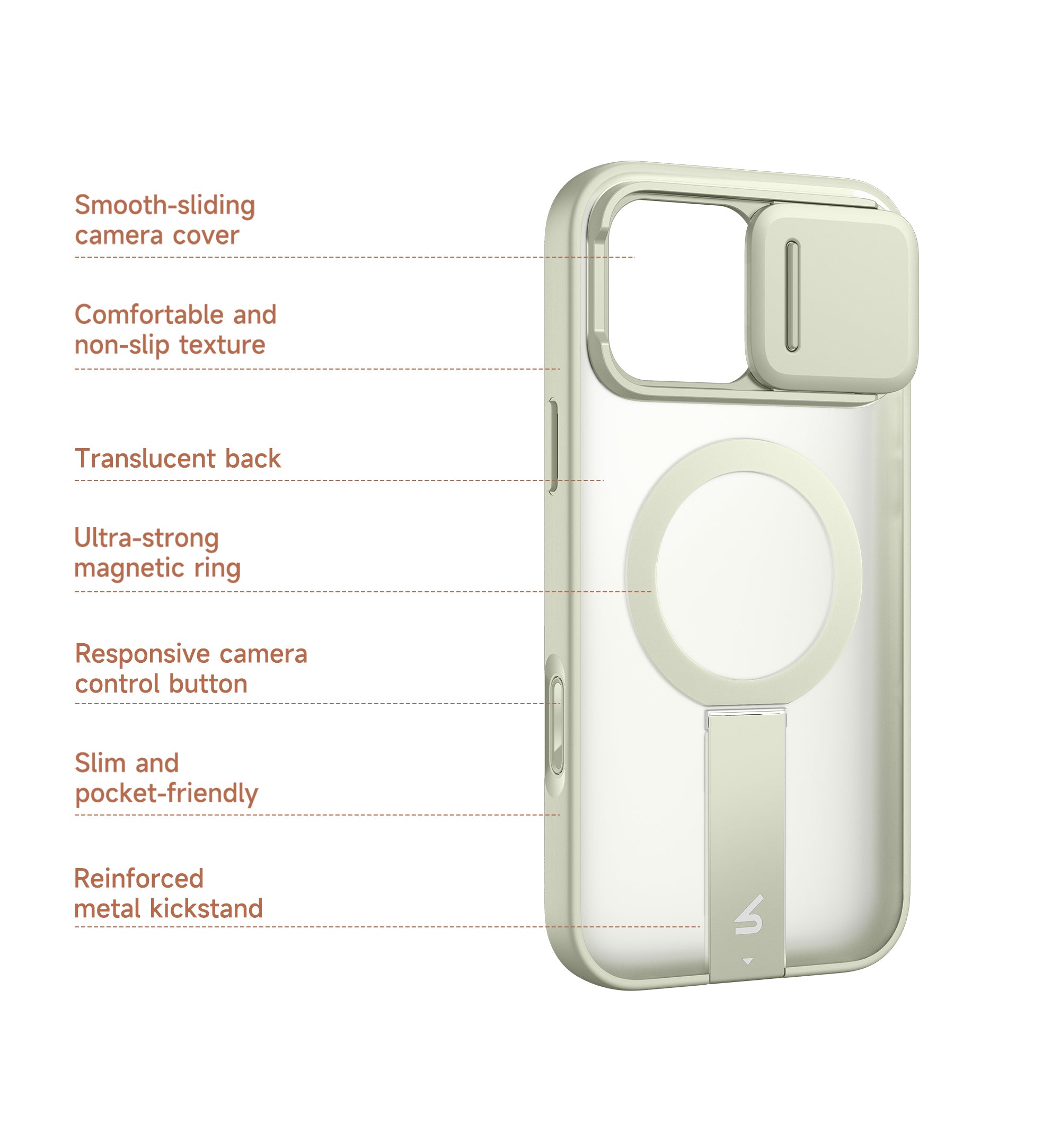 Suritch Case for iPhone 16 Pro Max Compatible with MagSafe Built-in Kickstand Camera Cover Translucent Back Shockproof Rugged Protective Phone Cover 6.9 Inch