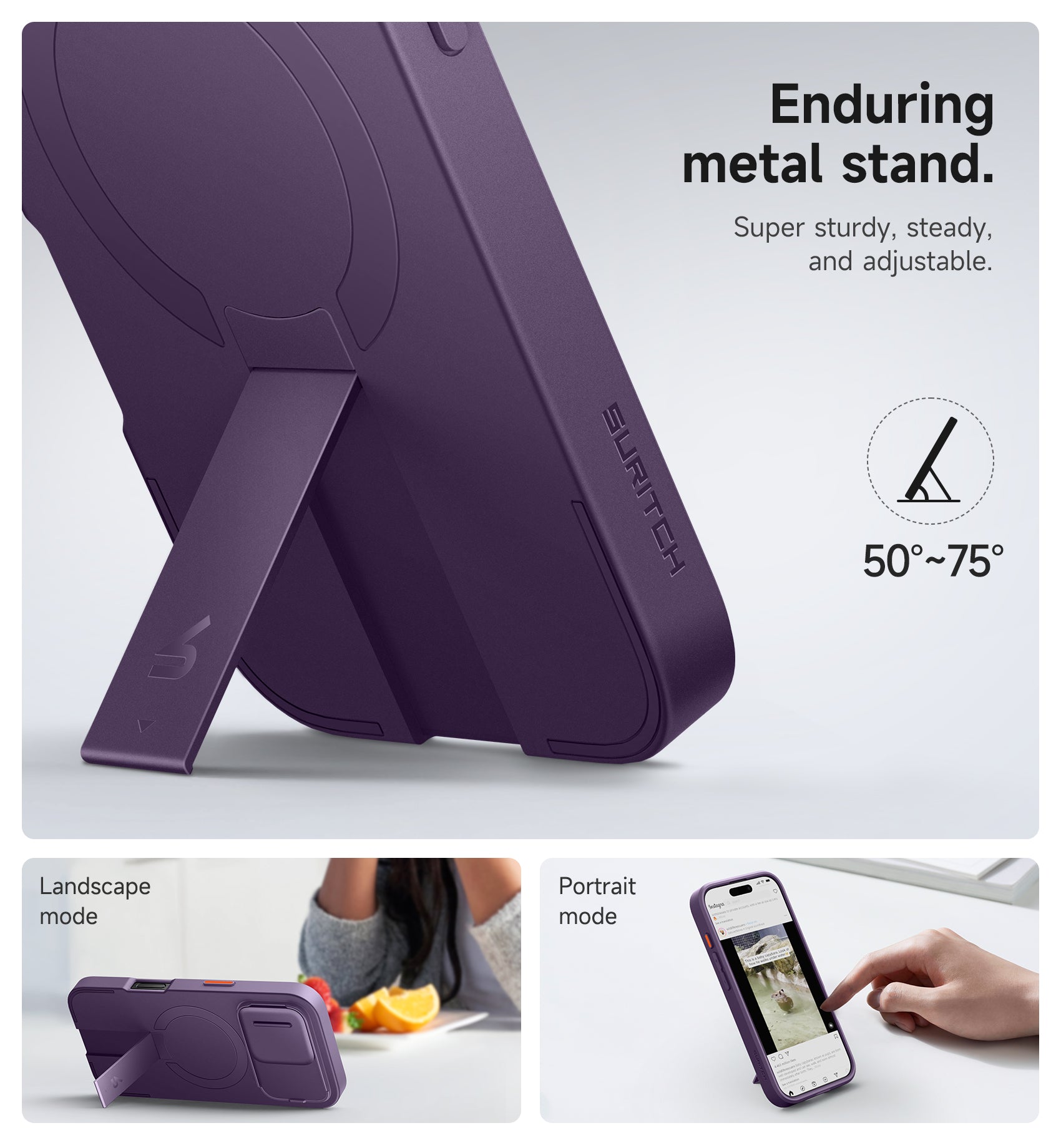 Suritch Case for iPhone 16 Pro with Slide Camera Cover Adjustable Kickstand Compatible with MagSafe Slim Protective Cover