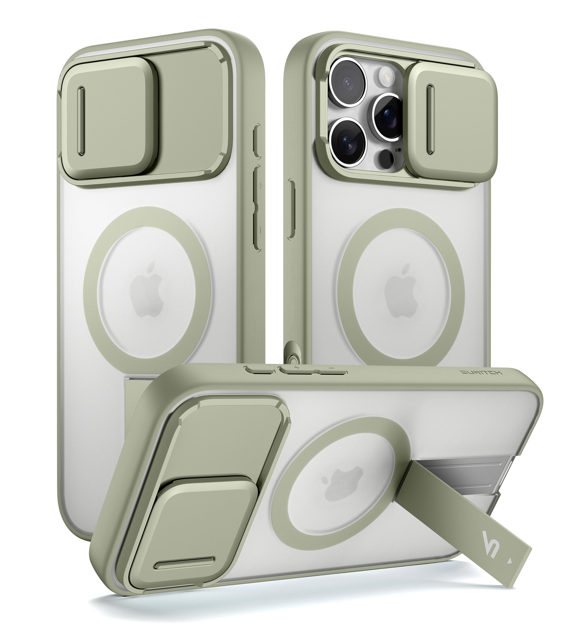 Suritch Case for iPhone 16 Pro Compatible with MagSafe Built-in Kickstand Camera Cover Translucent Back Shockproof Rugged Protective Phone Cover 6.3 Inch
