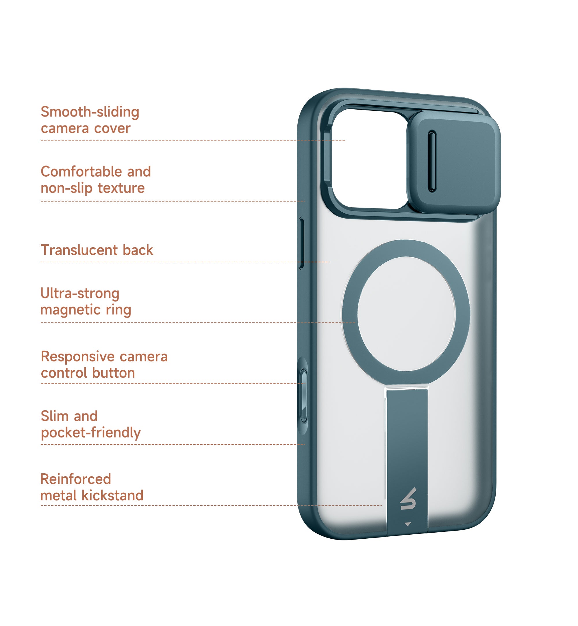 Suritch Case for iPhone 16 Pro Compatible with MagSafe Built-in Kickstand Camera Cover Translucent Back Shockproof Rugged Protective Phone Cover 6.3 Inch