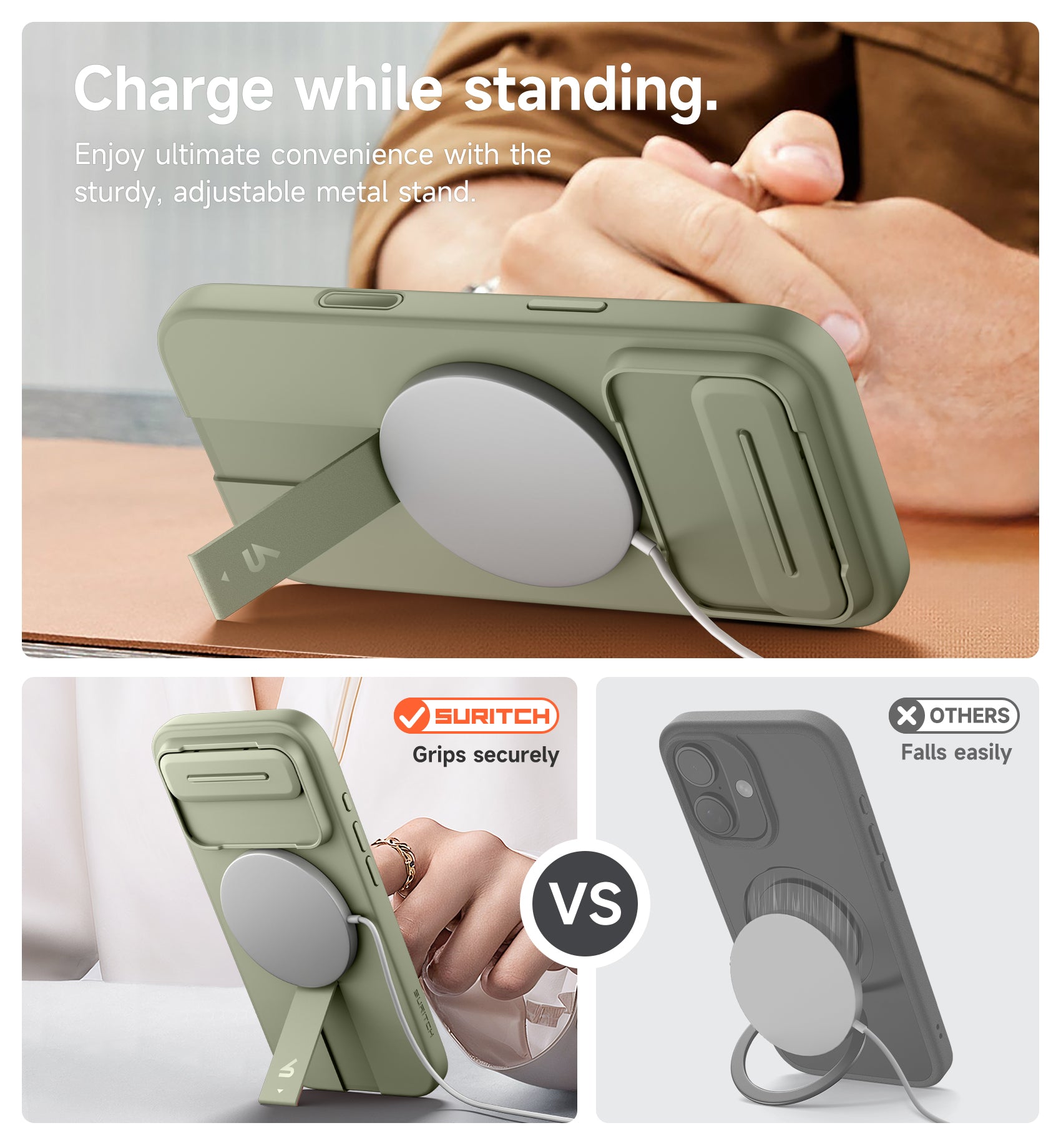 Suritch Case for iPhone 17 Air with Camera Control Cover Camera Slide Cover Adjustable Kickstand Compatible with MagSafe Shockproof Bumper