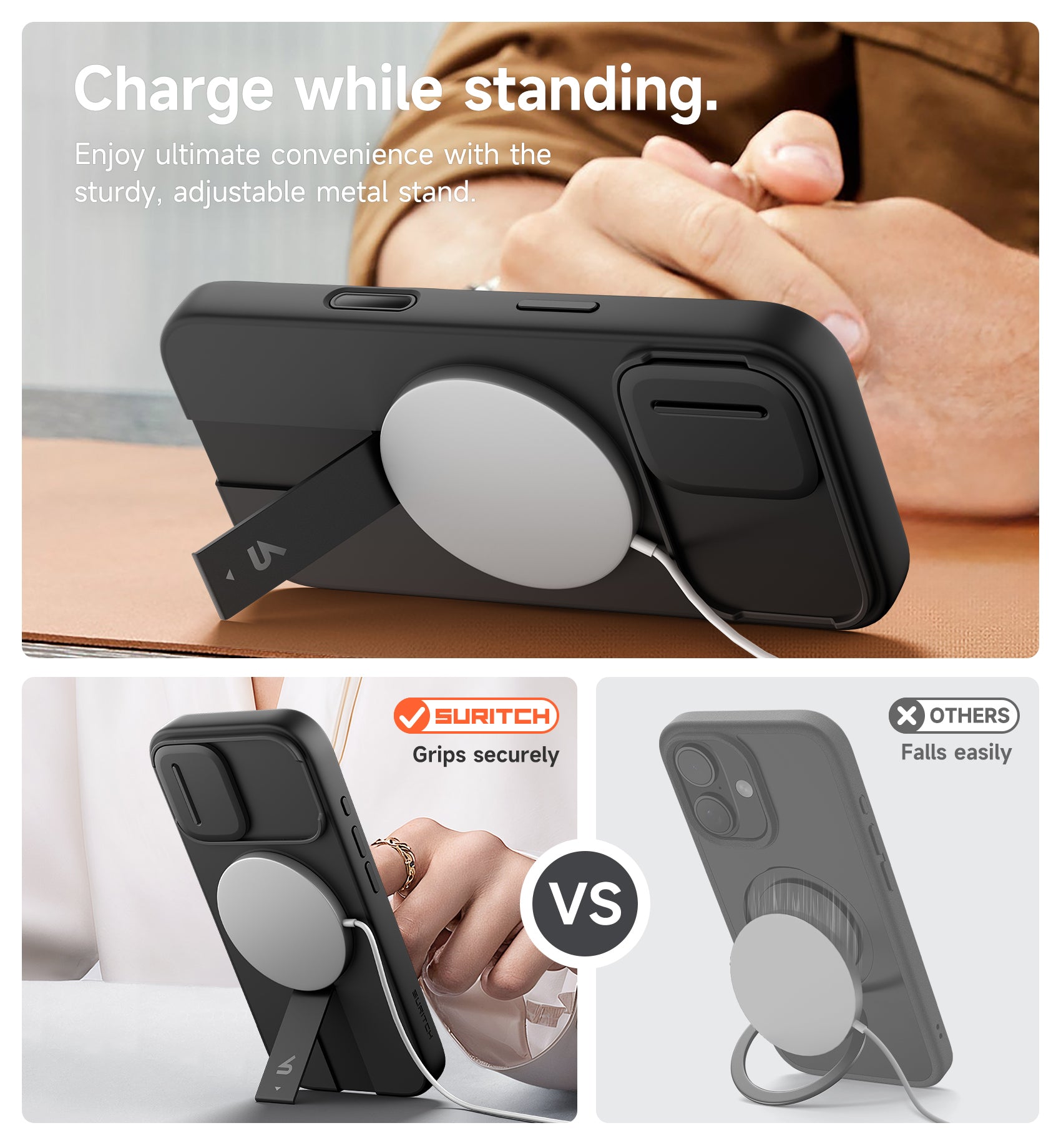 Suritch Case for iPhone 17 with Camera Control Cover Camera Slide Cover Adjustable Kickstand Compatible with MagSafe Shockproof Bumper