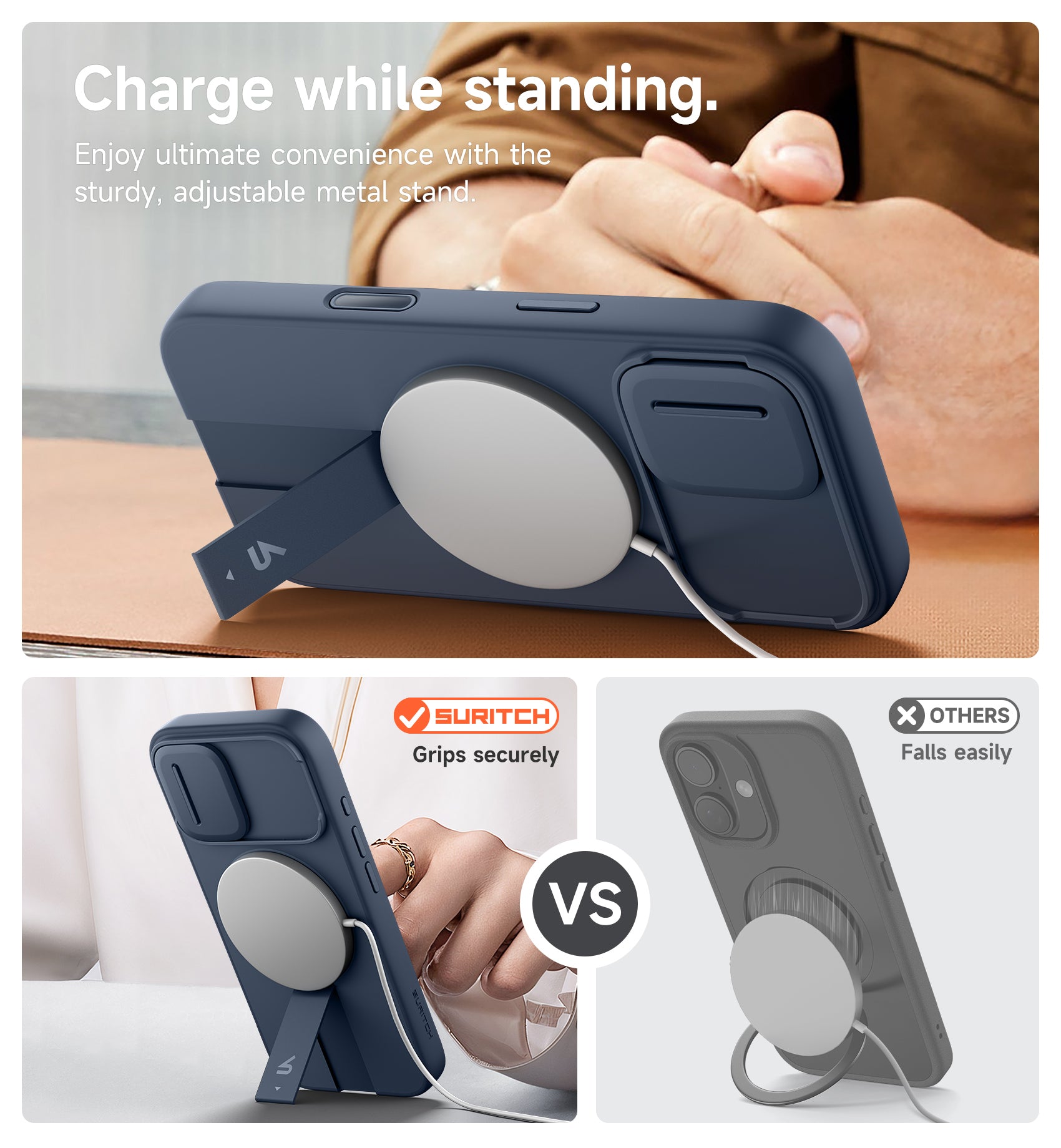 Suritch Case for iPhone 17 with Camera Control Cover Camera Slide Cover Adjustable Kickstand Compatible with MagSafe Shockproof Bumper