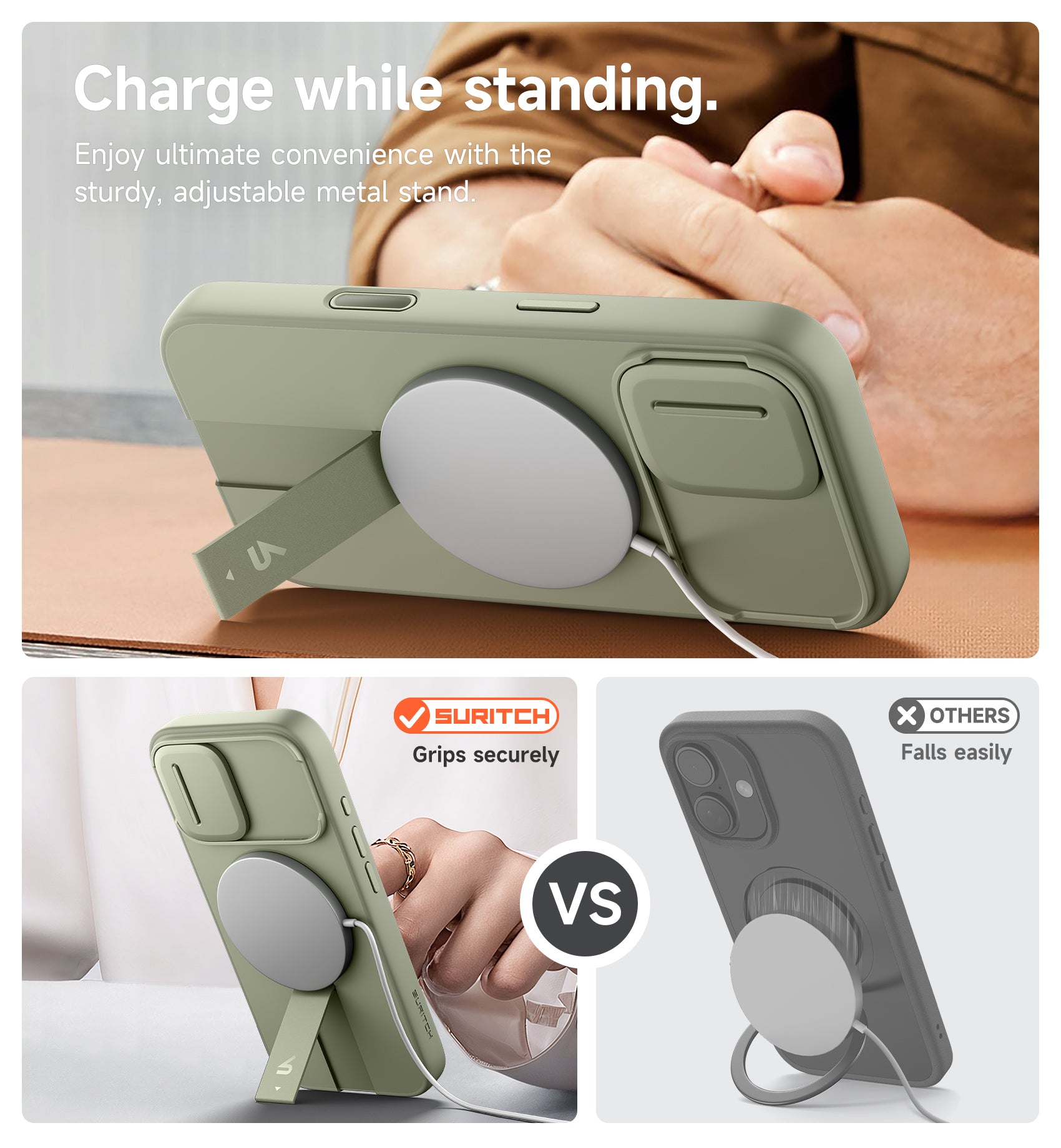 Suritch Case for iPhone 17 with Camera Control Cover Camera Slide Cover Adjustable Kickstand Compatible with MagSafe Shockproof Bumper