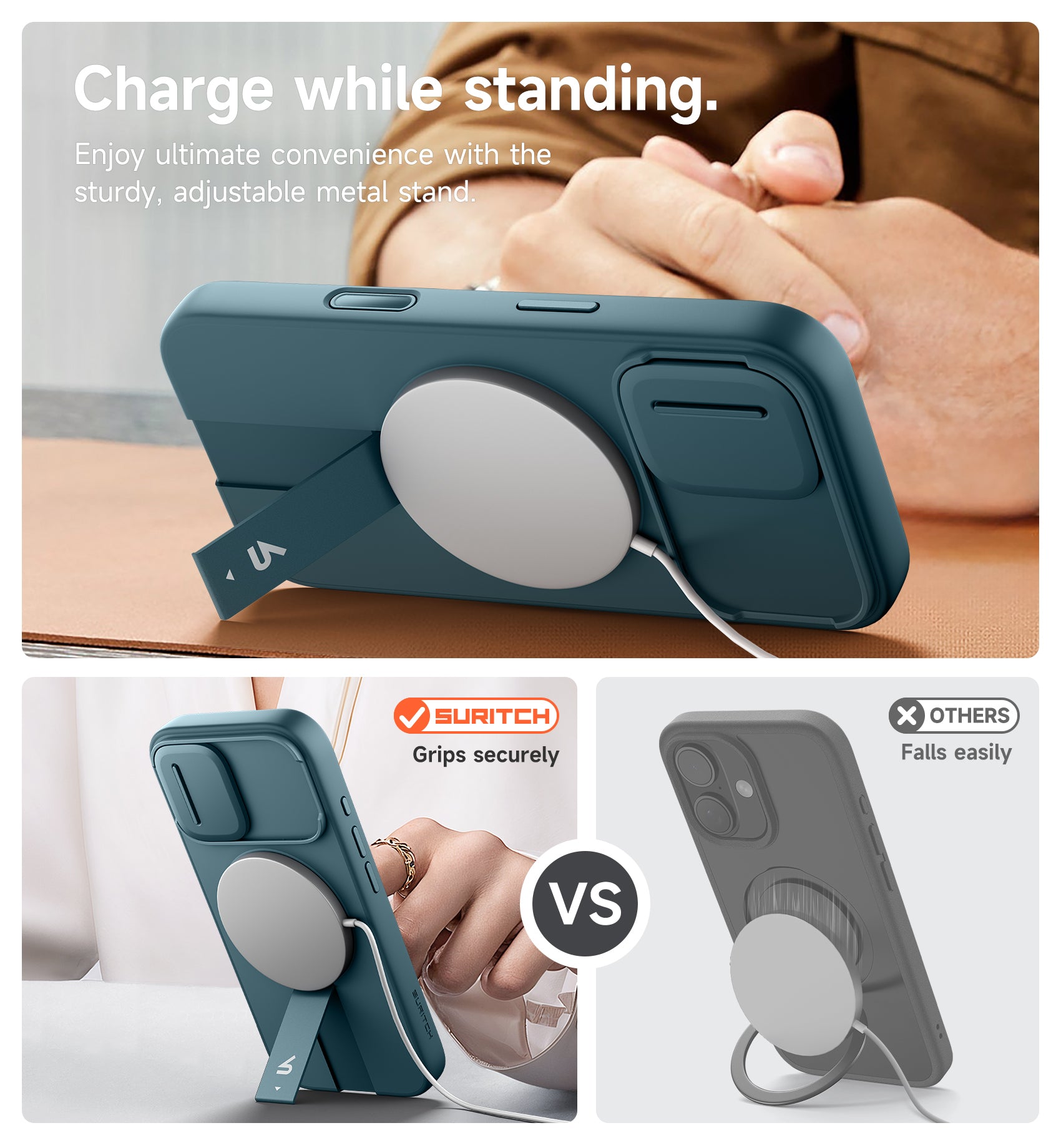 Suritch Case for iPhone 17 with Camera Control Cover Camera Slide Cover Adjustable Kickstand Compatible with MagSafe Shockproof Bumper