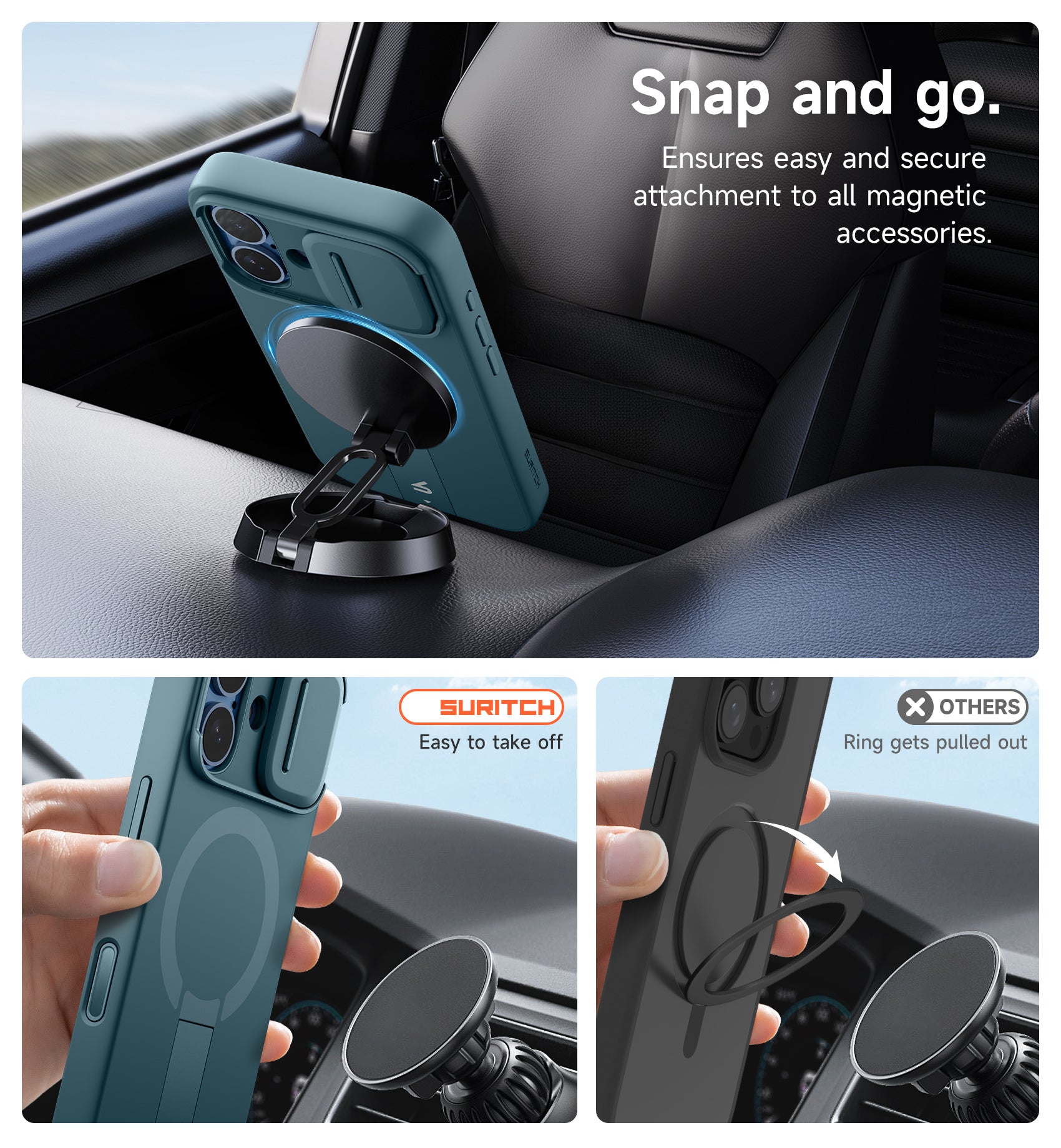 Suritch Case for iPhone 17 with Camera Control Cover Camera Slide Cover Adjustable Kickstand Compatible with MagSafe Shockproof Bumper