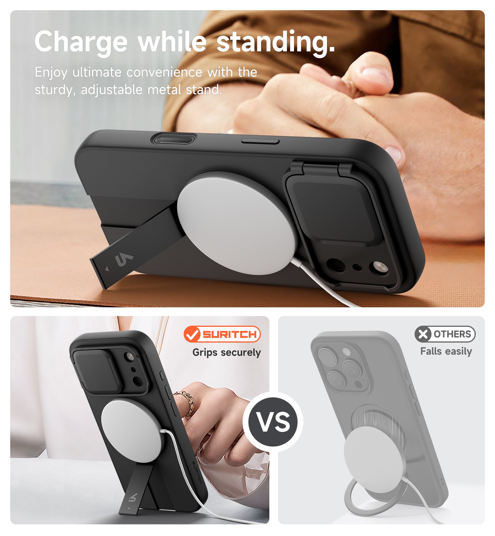 Suritch Case for iPhone 17 Pro with Camera Control Cover Camera Cover Adjustable Kickstand Compatible with MagSafe Shockproof Bumper