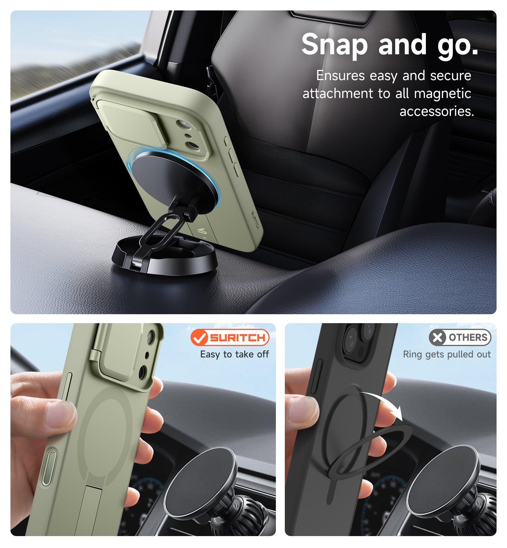 Suritch Case for iPhone 17 Pro with Camera Control Cover Camera Cover Adjustable Kickstand Compatible with MagSafe Shockproof Bumper