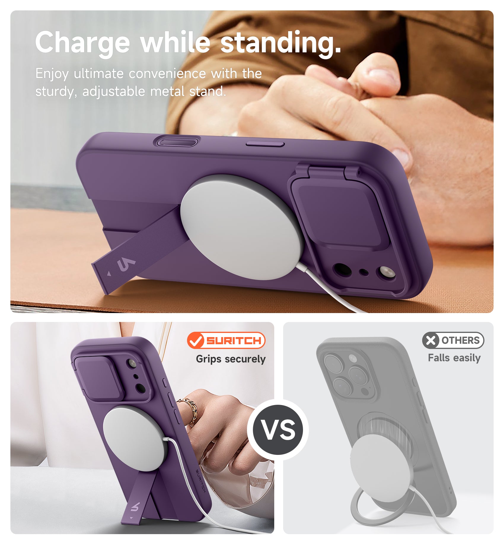 Suritch Case for iPhone 17 Pro Max with Camera Control Cover Camera Cover Adjustable Kickstand Compatible with MagSafe Shockproof Bumper