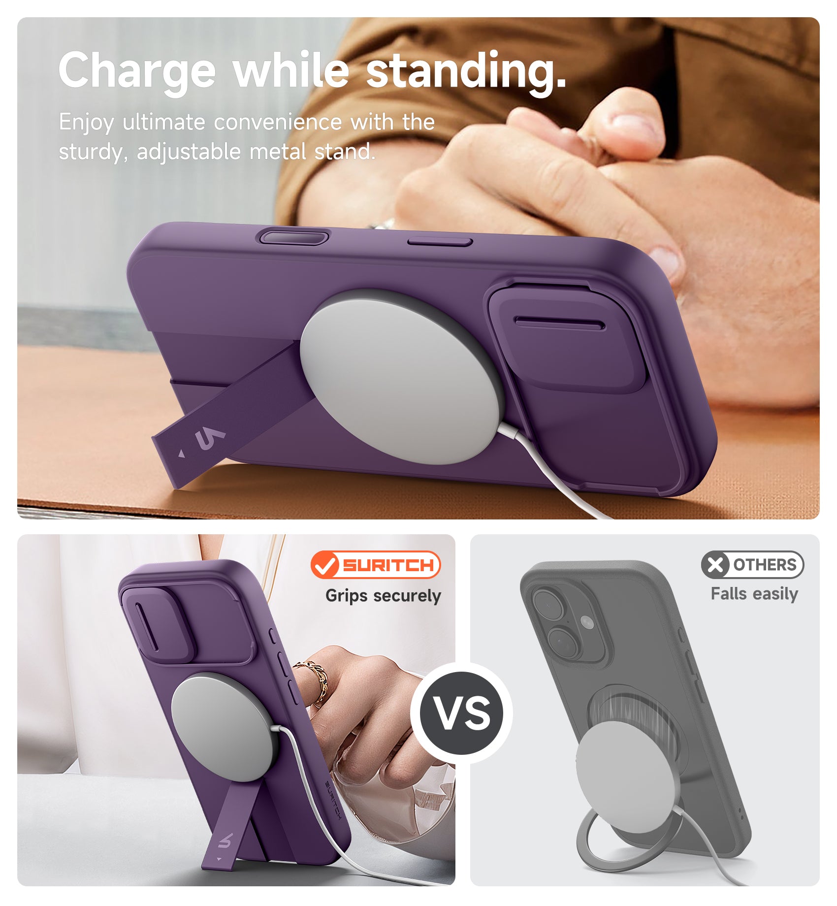 Suritch Case for iPhone 17 with Camera Control Cover Camera Slide Cover Adjustable Kickstand Compatible with MagSafe Shockproof Bumper
