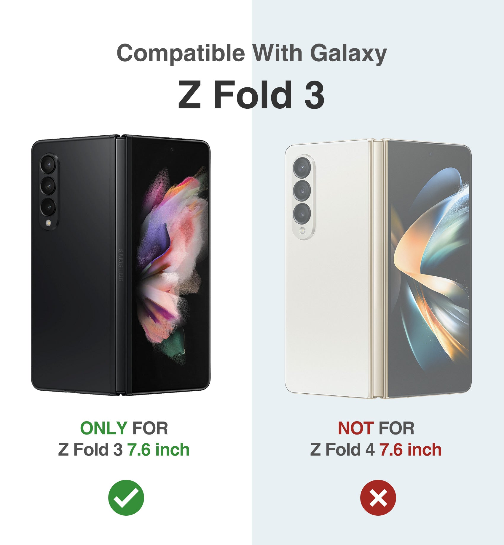 Suritch Clear Case for Samsung Galaxy Z Fold 3 Hinge Protection Full Body Protective Bumper Shockproof Rugged Phone Cover with Built-in Screen Protector
