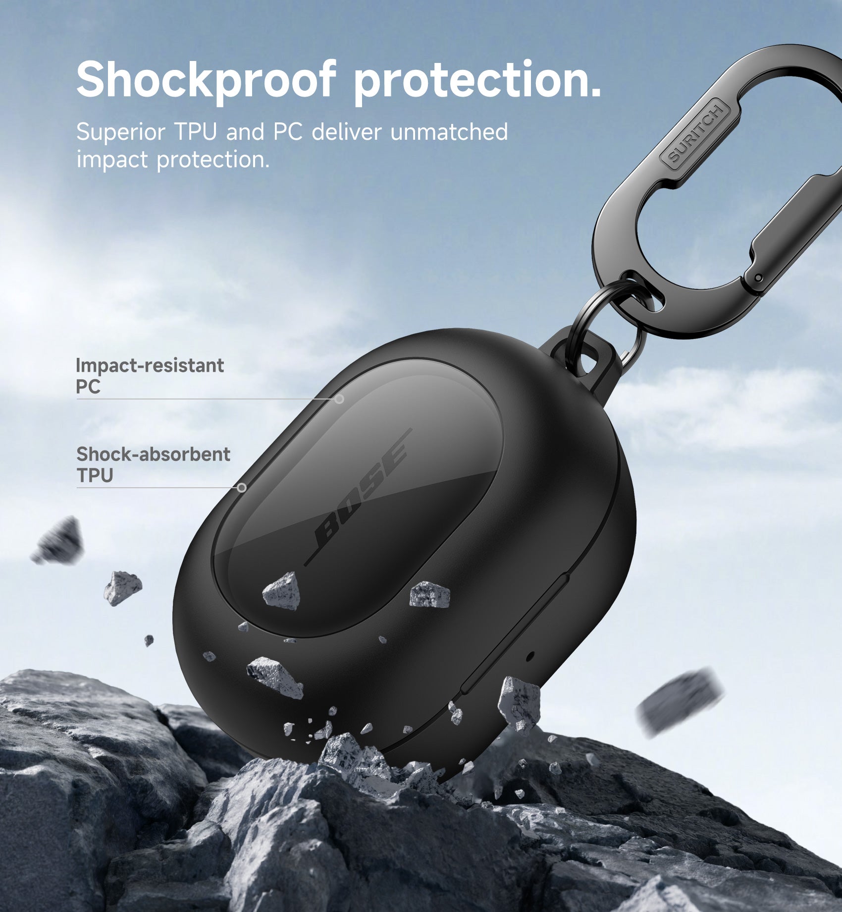 Suritch Magnetic Case for Bose New QuietComfort 2024 Rugged Shockproof Protective Cover with Magnetic Lok Carabiner Cleaning Kit