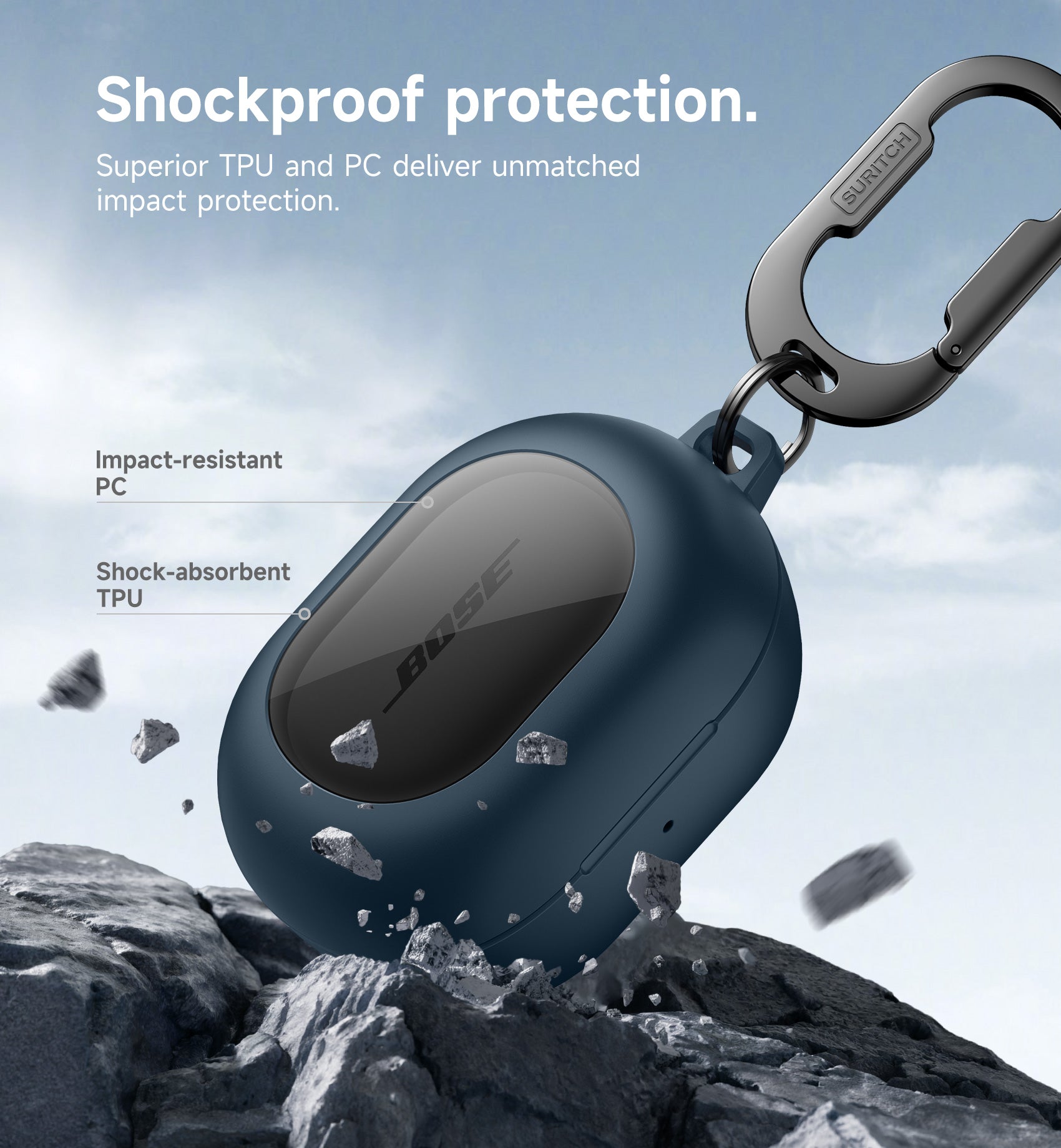 Suritch Magnetic Case for Bose New QuietComfort 2024 Rugged Shockproof Protective Cover with Magnetic Lok Carabiner Cleaning Kit