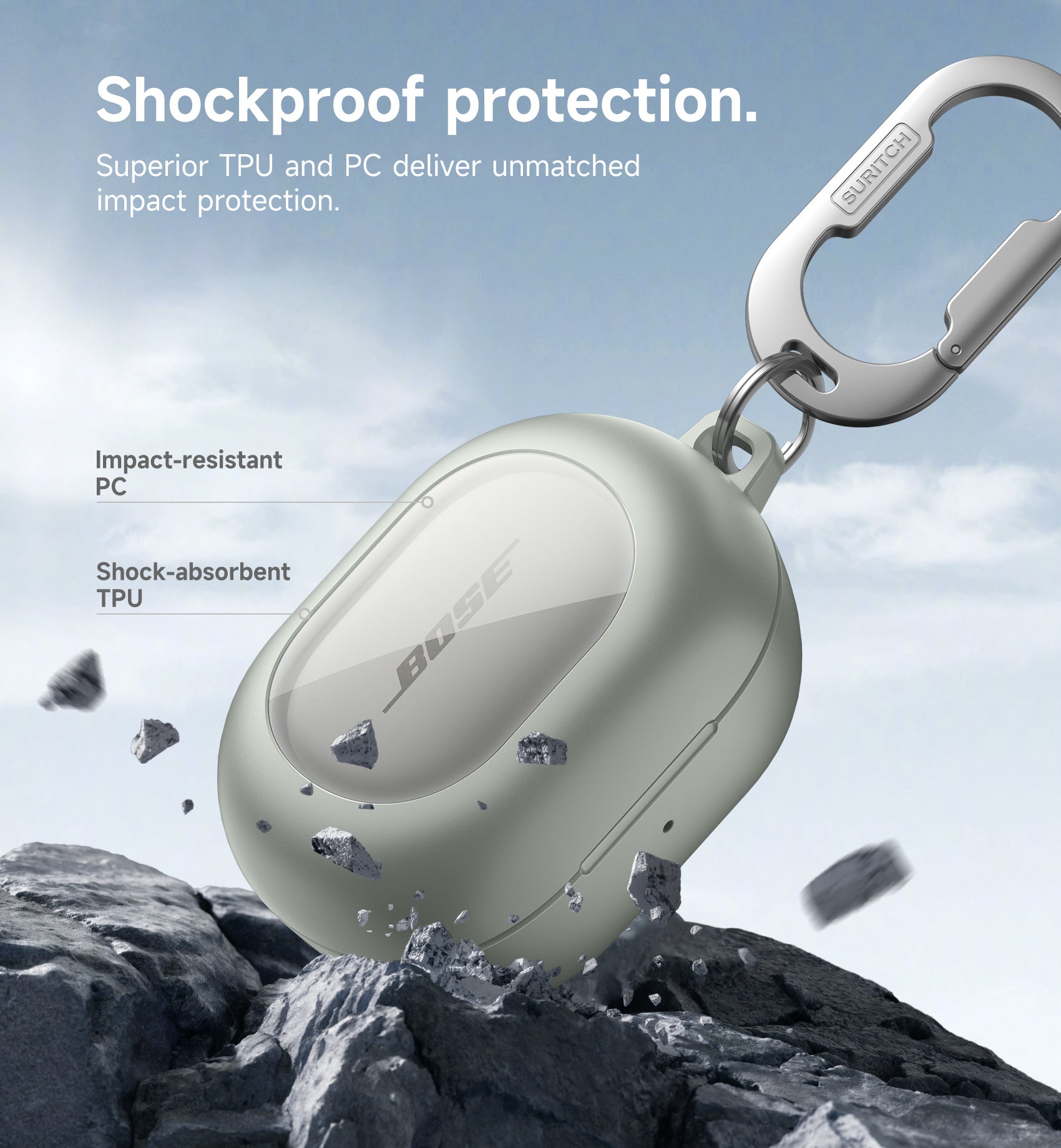Suritch Magnetic Case for Bose New QuietComfort 2024 Rugged Shockproof Protective Cover with Magnetic Lok Carabiner Cleaning Kit