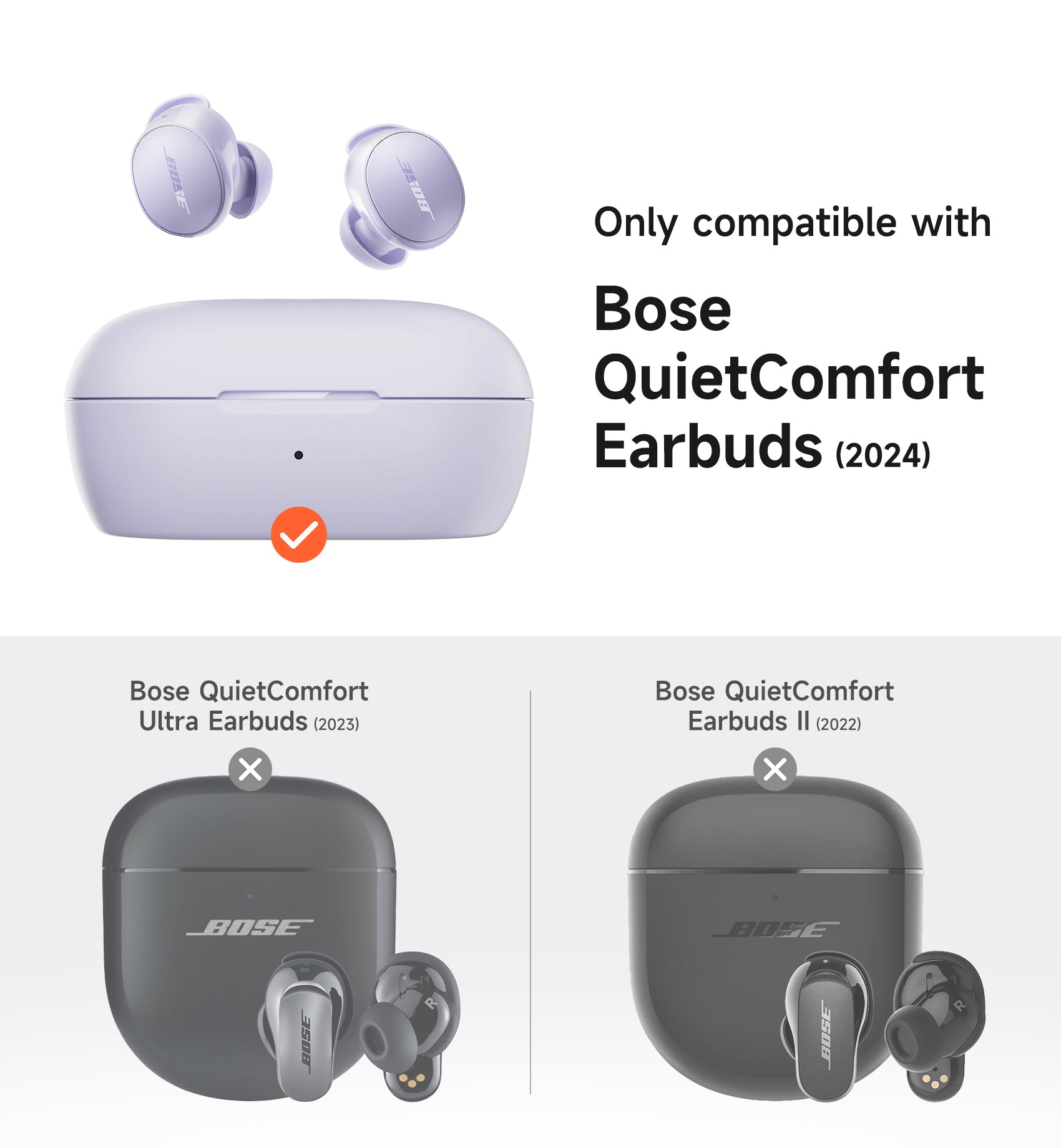 Suritch Magnetic Case for Bose New QuietComfort 2024 Rugged Shockproof Protective Cover with Magnetic Lok Carabiner Cleaning Kit