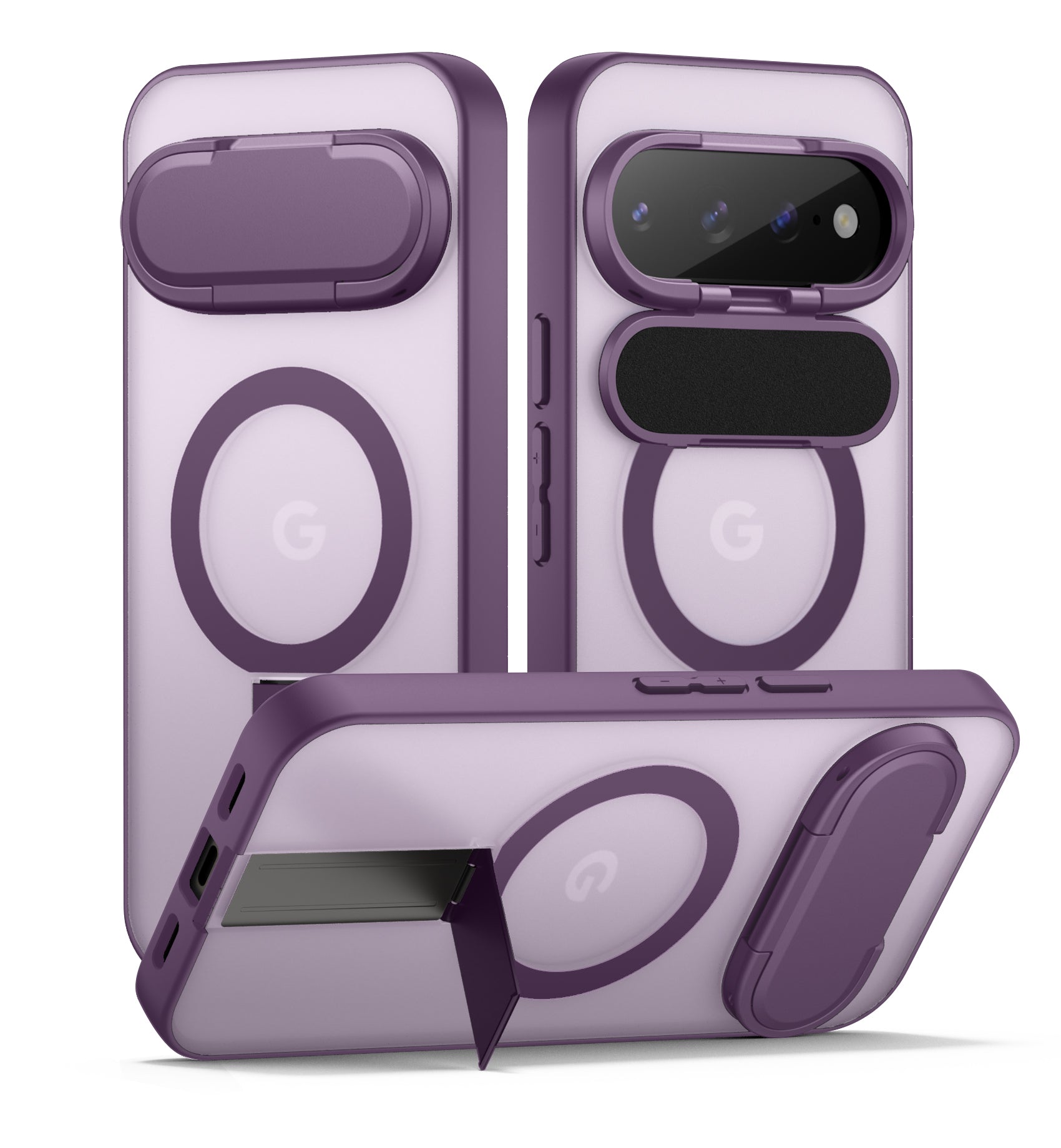Suritch Magnetic Case for Google Pixel 10 Pro Translucent Back Cover Compatible with Magsafe Built-in Kickstand Camera Protection
