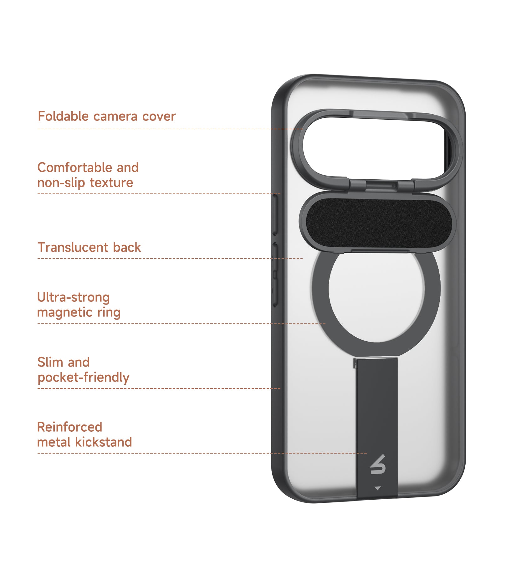 Suritch Magnetic Case for Google Pixel 11 Pro XL Translucent Back Cover Compatible with Magsafe Built-in Kickstand Camera Protection