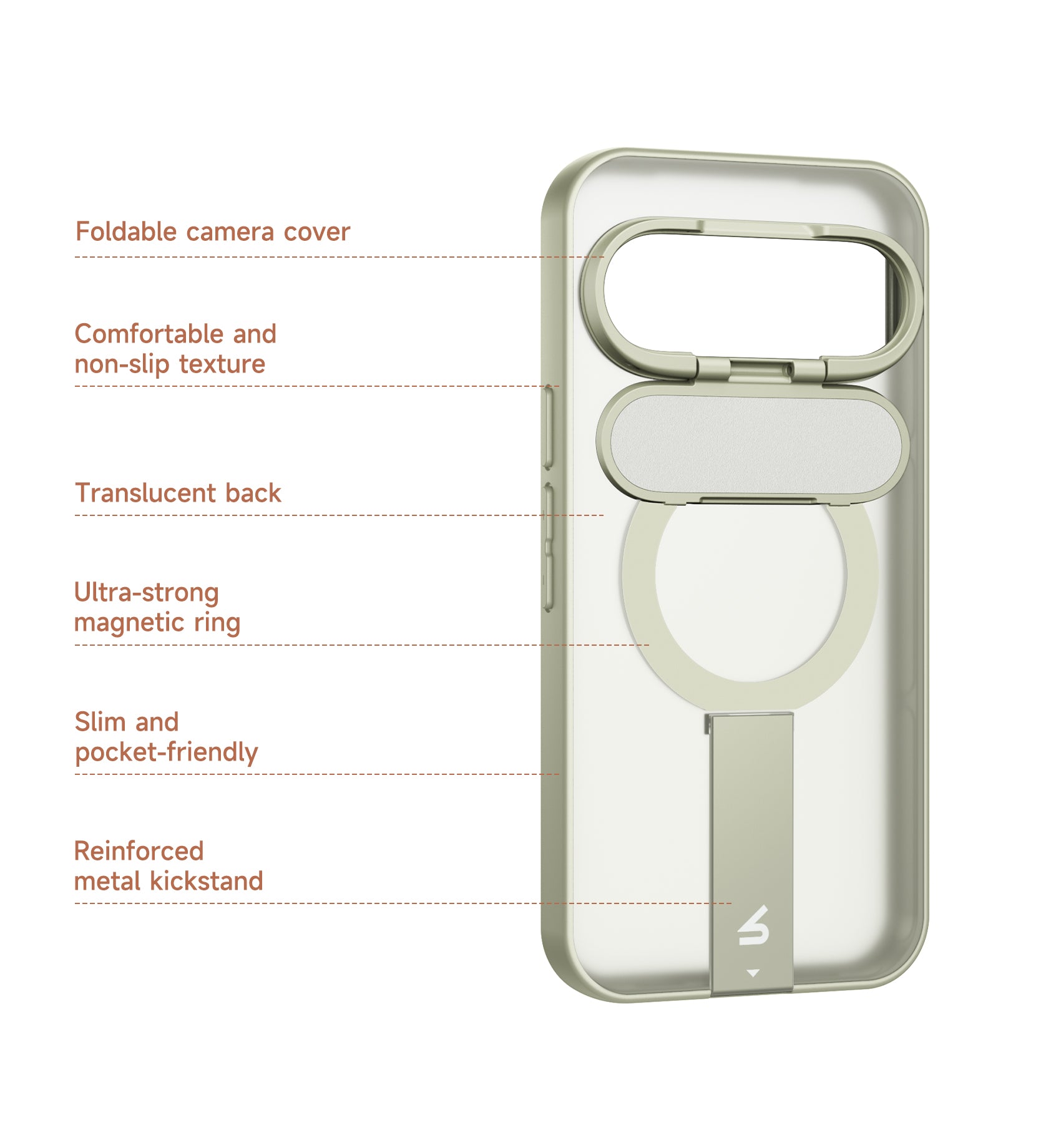 Suritch Magnetic Case for Google Pixel 11 Pro XL Translucent Back Cover Compatible with Magsafe Built-in Kickstand Camera Protection