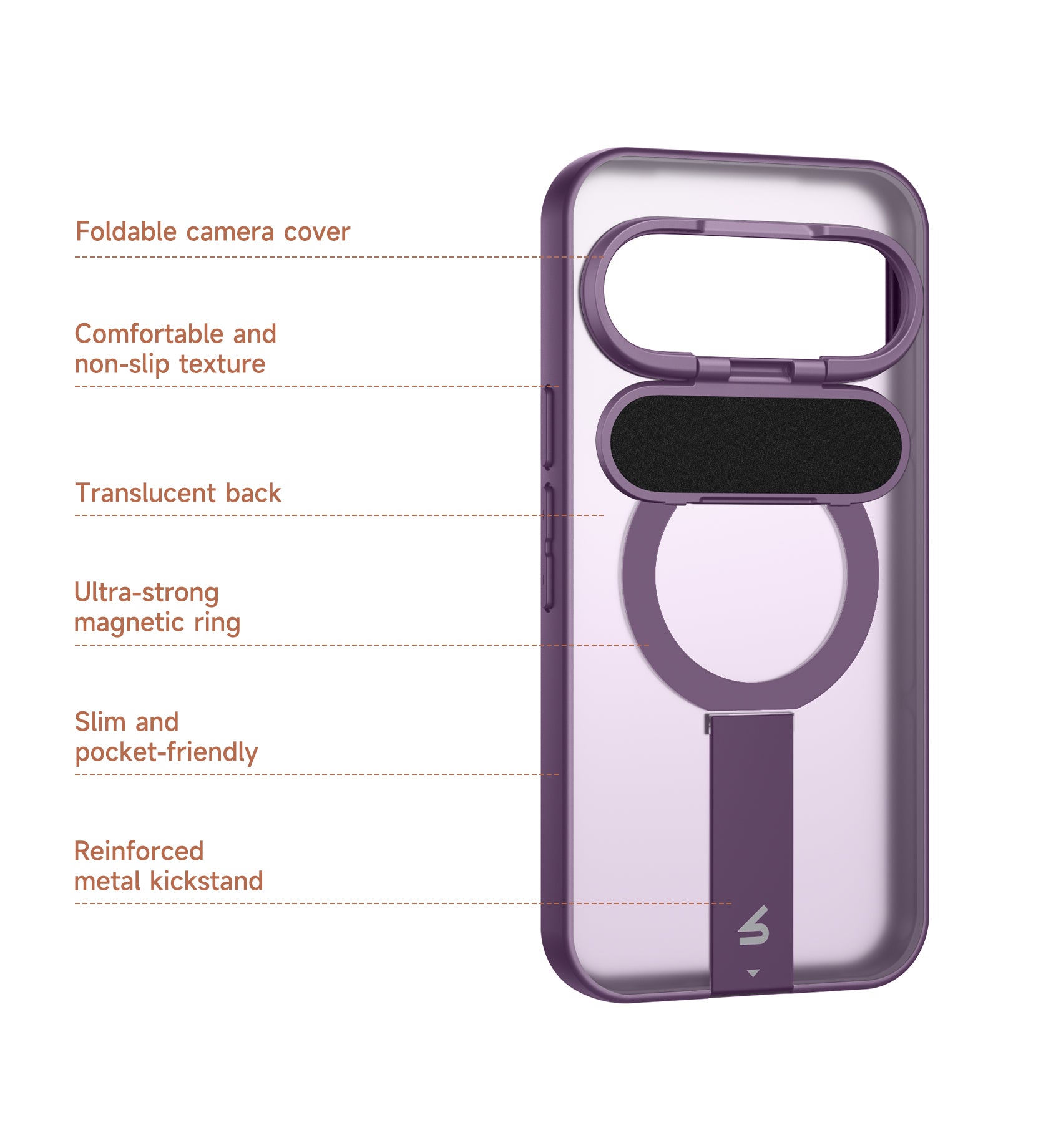 Suritch Magnetic Case for Google Pixel 11 Translucent Back Cover Compatible with Magsafe Built-in Kickstand Camera Protection