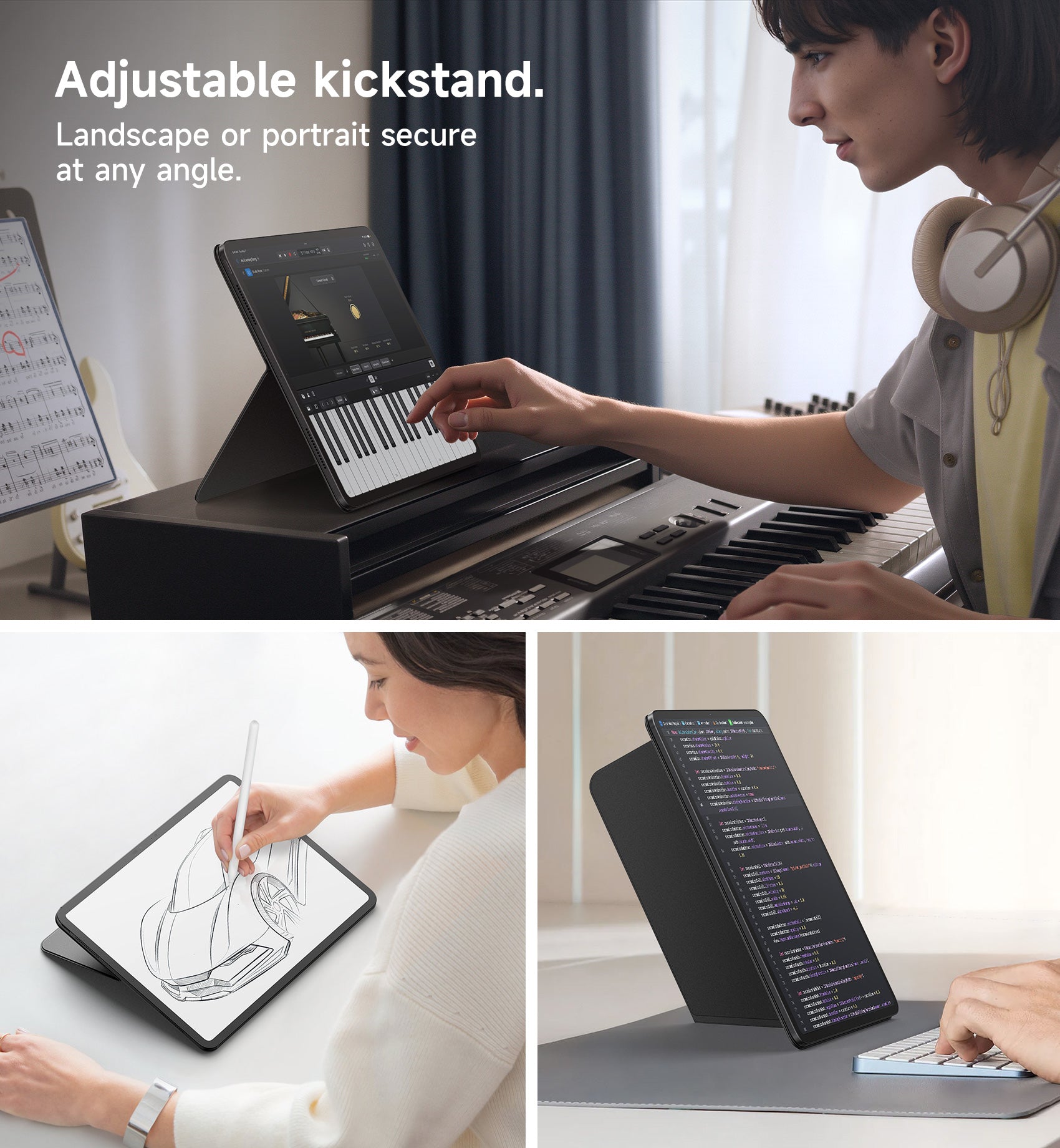 Suritch Magnetic Stand for 12.9 inch iPad Pro 5th Gen 2021 Lightweight Portable Holder Slim Magnetic Tablet Stand PU Leather