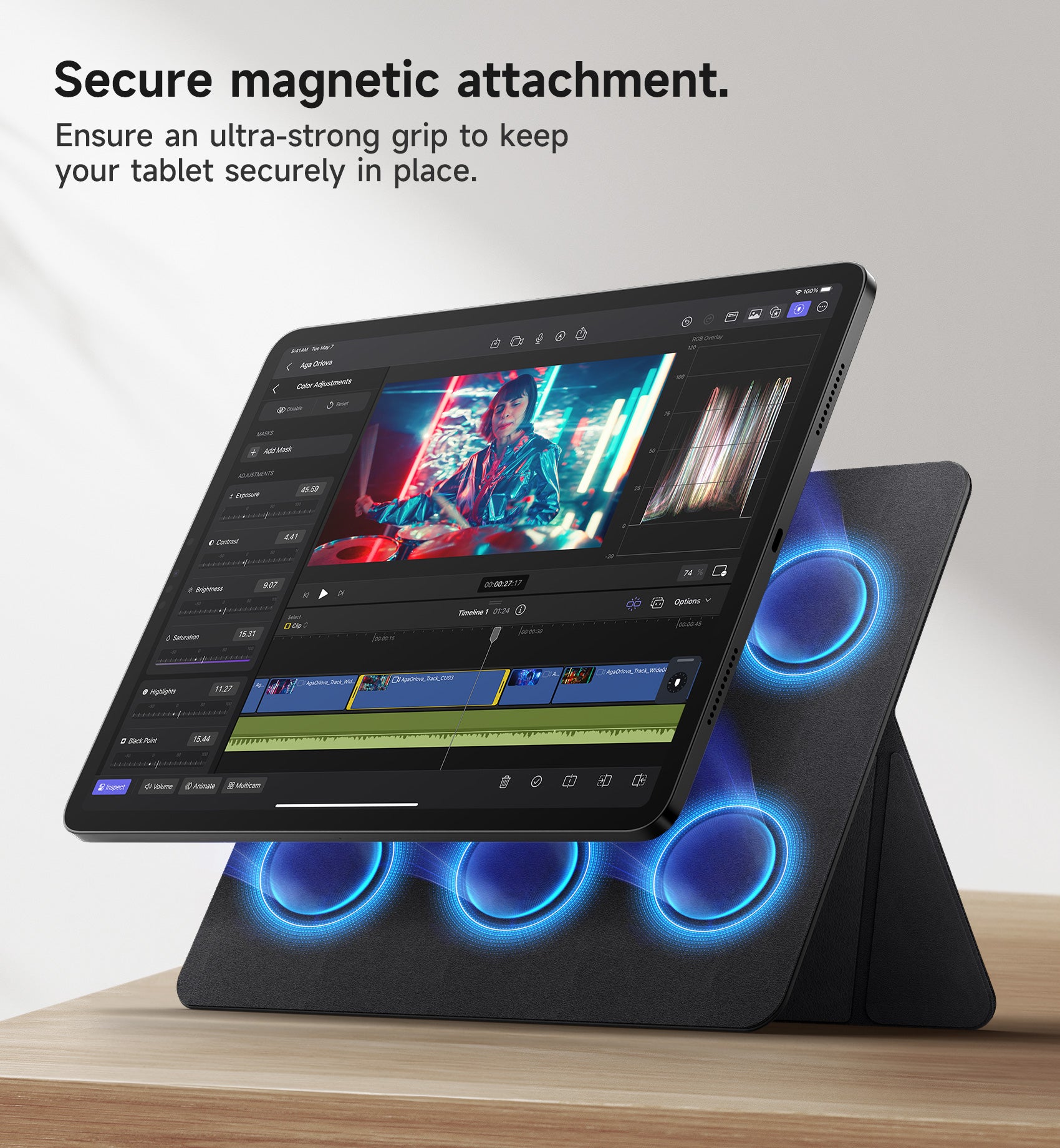 Suritch Magnetic Stand for 12.9 inch iPad Pro 5th Gen 2021 Lightweight Portable Holder Slim Magnetic Tablet Stand PU Leather