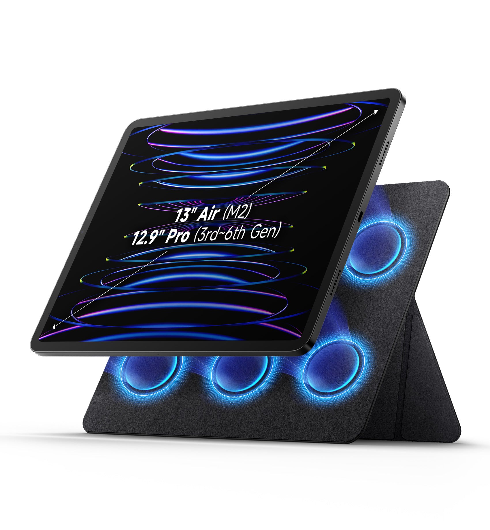 Suritch Magnetic Stand for 13 inch iPad Air M2 2024 Lightweight Portable Holder Slim Magnetic Tablet Stand PU Leather