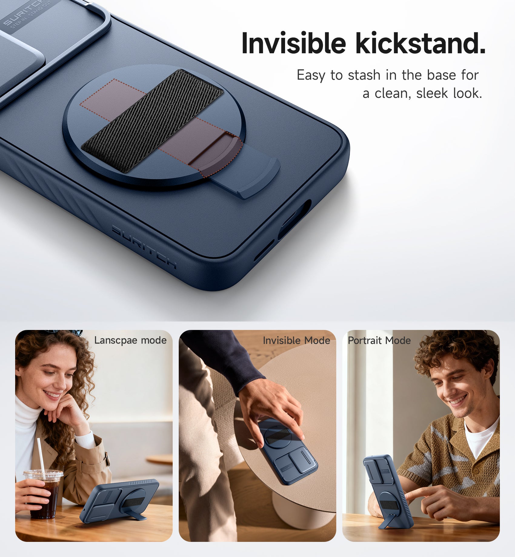 Suritch Case for Samsung Galaxy S25 with 360° Rotatable Hand Strap Phone Grip Invisible Kickstand Slide Camera Cover
