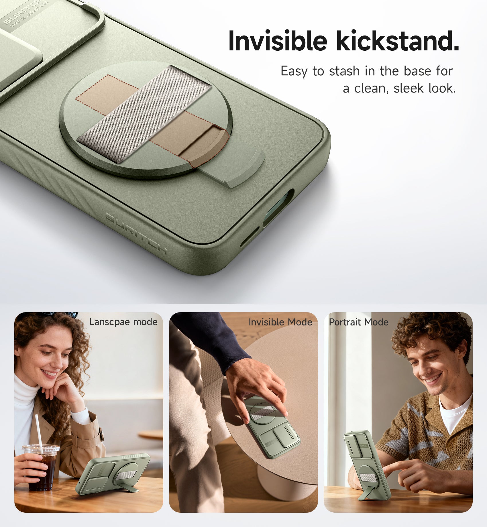 Suritch Case for Samsung Galaxy S25 with 360° Rotatable Hand Strap Phone Grip Invisible Kickstand Slide Camera Cover