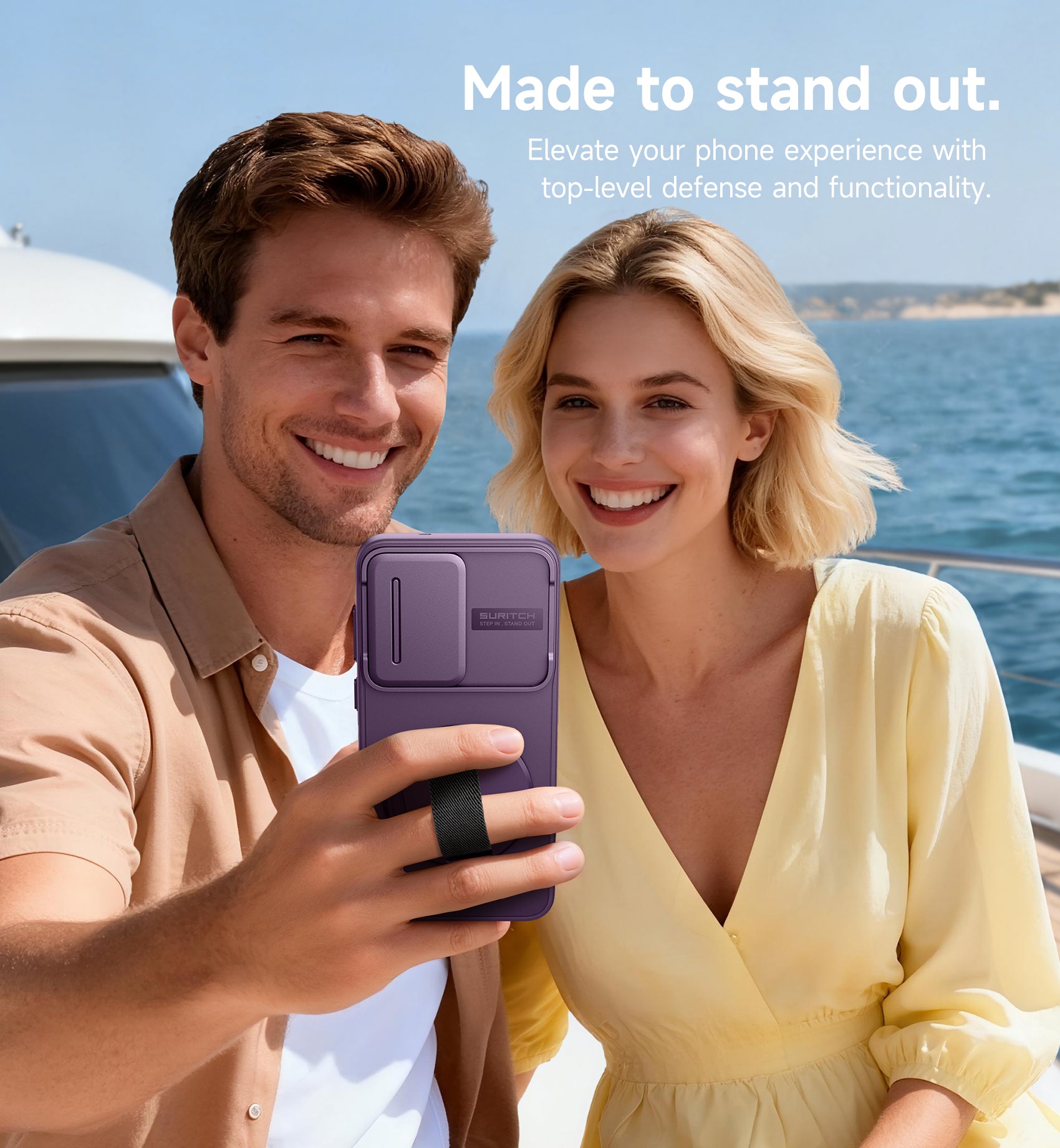 Suritch Case for Samsung Galaxy S25 with 360° Rotatable Hand Strap Phone Grip Invisible Kickstand Slide Camera Cover