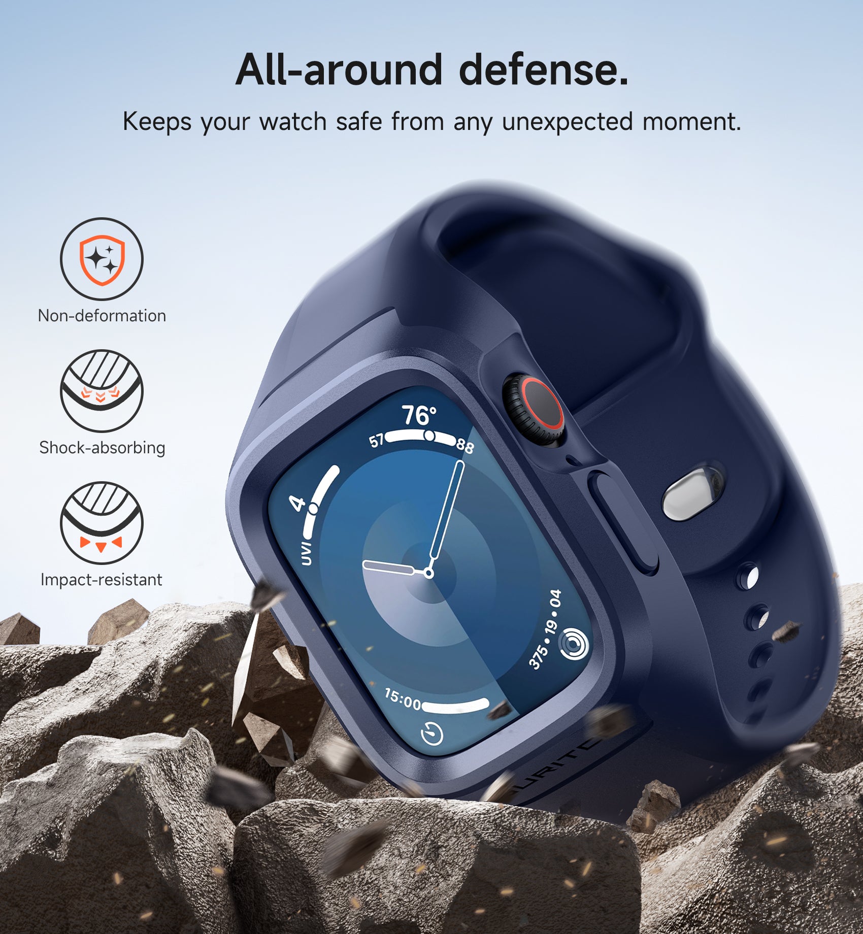 Suritch Sport Band for Apple Watch Series 5 44mm Soft Silicone Shockproof Rugged Protective Strap with Case for Women Men