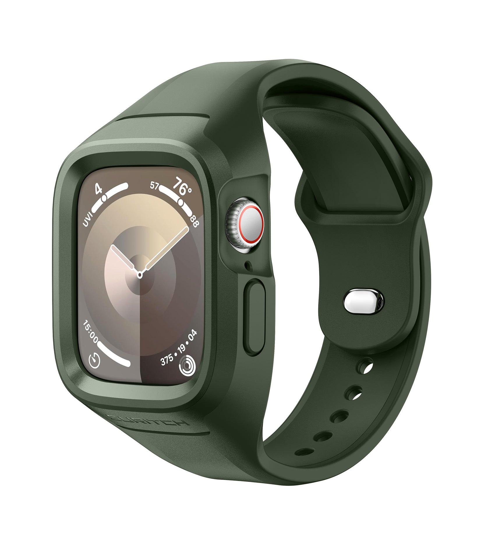 Suritch Sport Band for Apple Watch Series 5 44mm Soft Silicone Shockproof Rugged Protective Strap with Case for Women Men