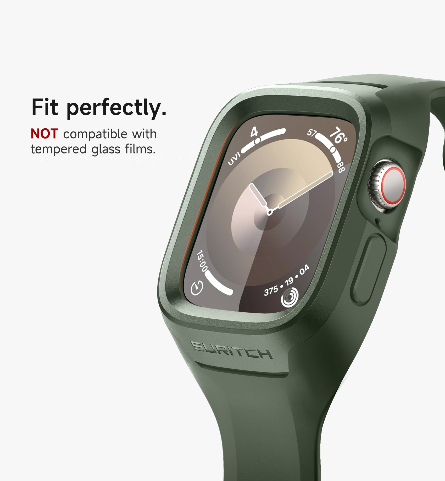 Suritch Sport Band for Apple Watch Series 5 44mm Soft Silicone Shockproof Rugged Protective Strap with Case for Women Men