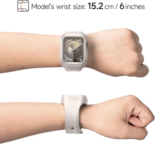 Suritch Sport Band for Apple Watch Series 5 44mm Soft Silicone Shockproof Rugged Protective Strap with Case for Women Men