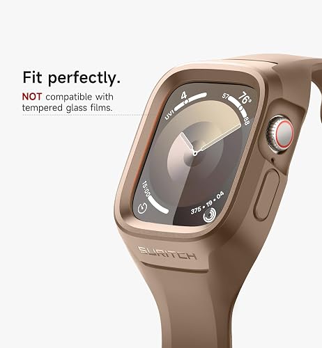 Suritch Sport Band for Apple Watch Series 7 45mm Soft Silicone Shockproof Rugged Protective Strap with Case for Women Men