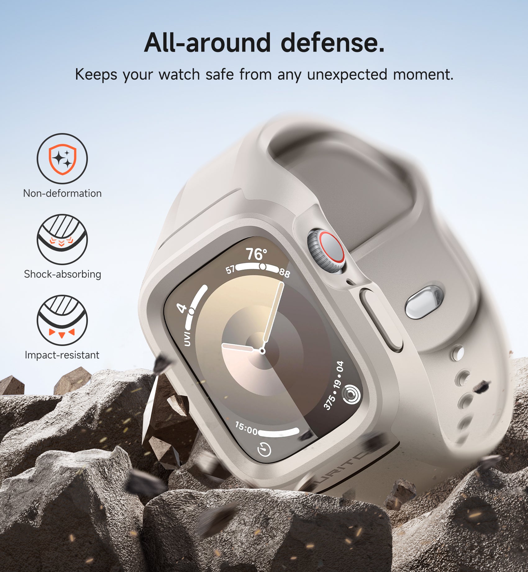 Suritch Sport Band for Apple Watch Series 7 45mm Soft Silicone Shockproof Rugged Protective Strap with Case for Women Men