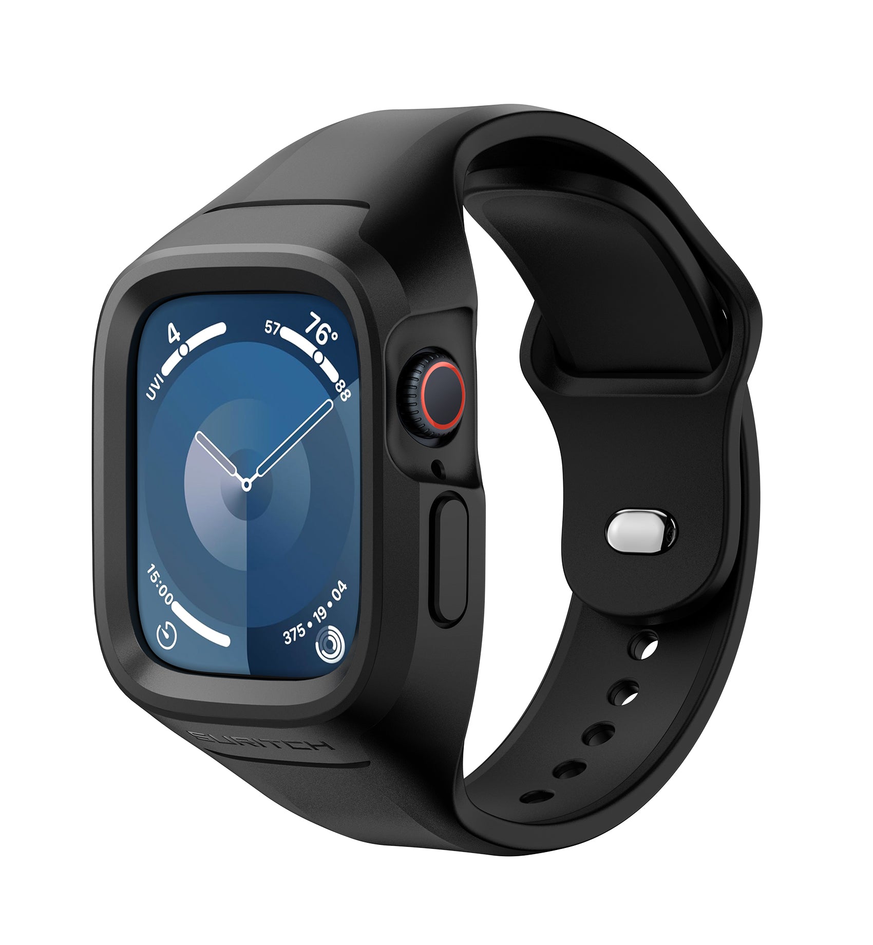 Suritch Sport Band for Apple Watch Series 8 45mm Soft Silicone Shockproof Rugged Protective Strap with Case for Women Men