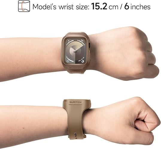 Suritch Sport Band for Apple Watch Series 8 45mm Soft Silicone Shockproof Rugged Protective Strap with Case for Women Men