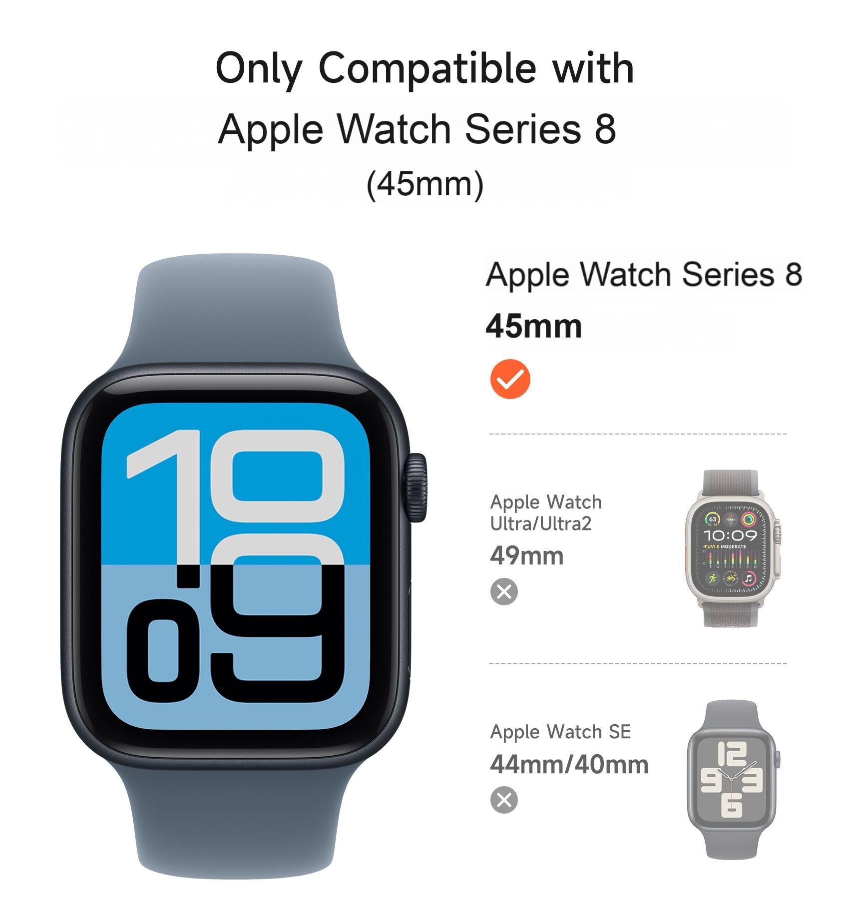 Suritch Sport Band for Apple Watch Series 8 45mm Soft Silicone Shockproof Rugged Protective Strap with Case for Women Men