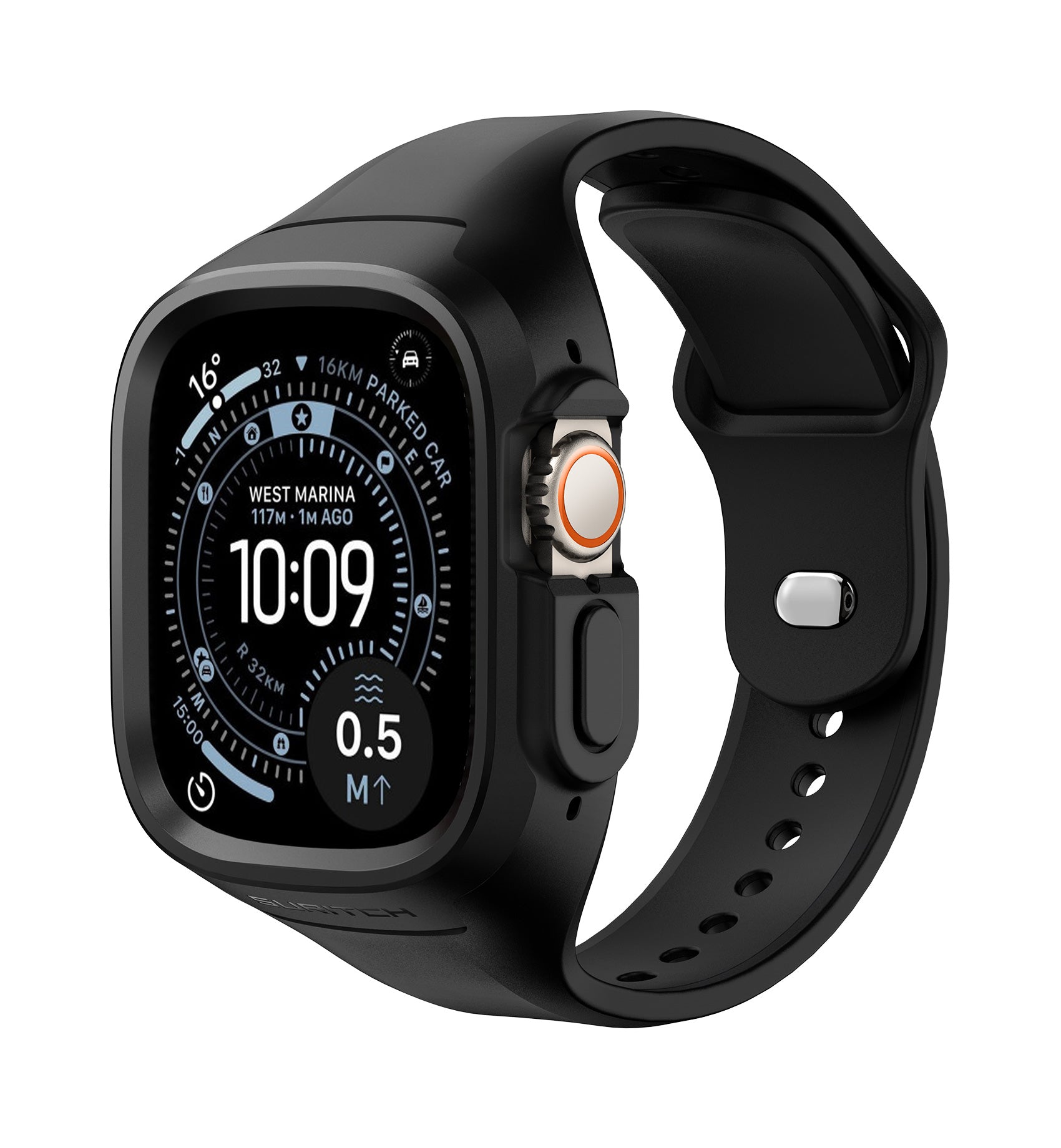 Suritch Sport Band for Apple Watch Ultra 2nd Gen 49mm Soft Silicone Shockproof Rugged Protective Strap with Case for Women Men