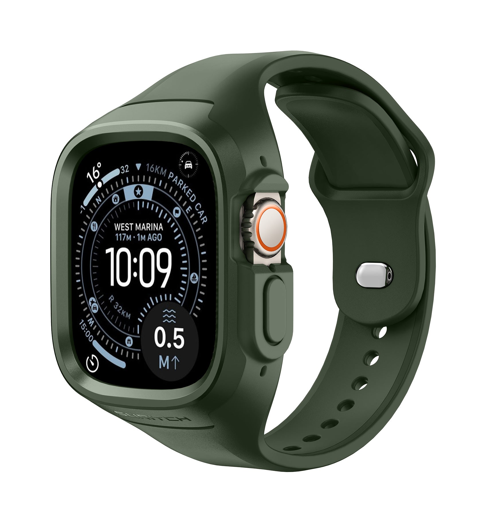 Suritch Sport Band for Apple Watch Ultra 2nd Gen 49mm Soft Silicone Shockproof Rugged Protective Strap with Case for Women Men