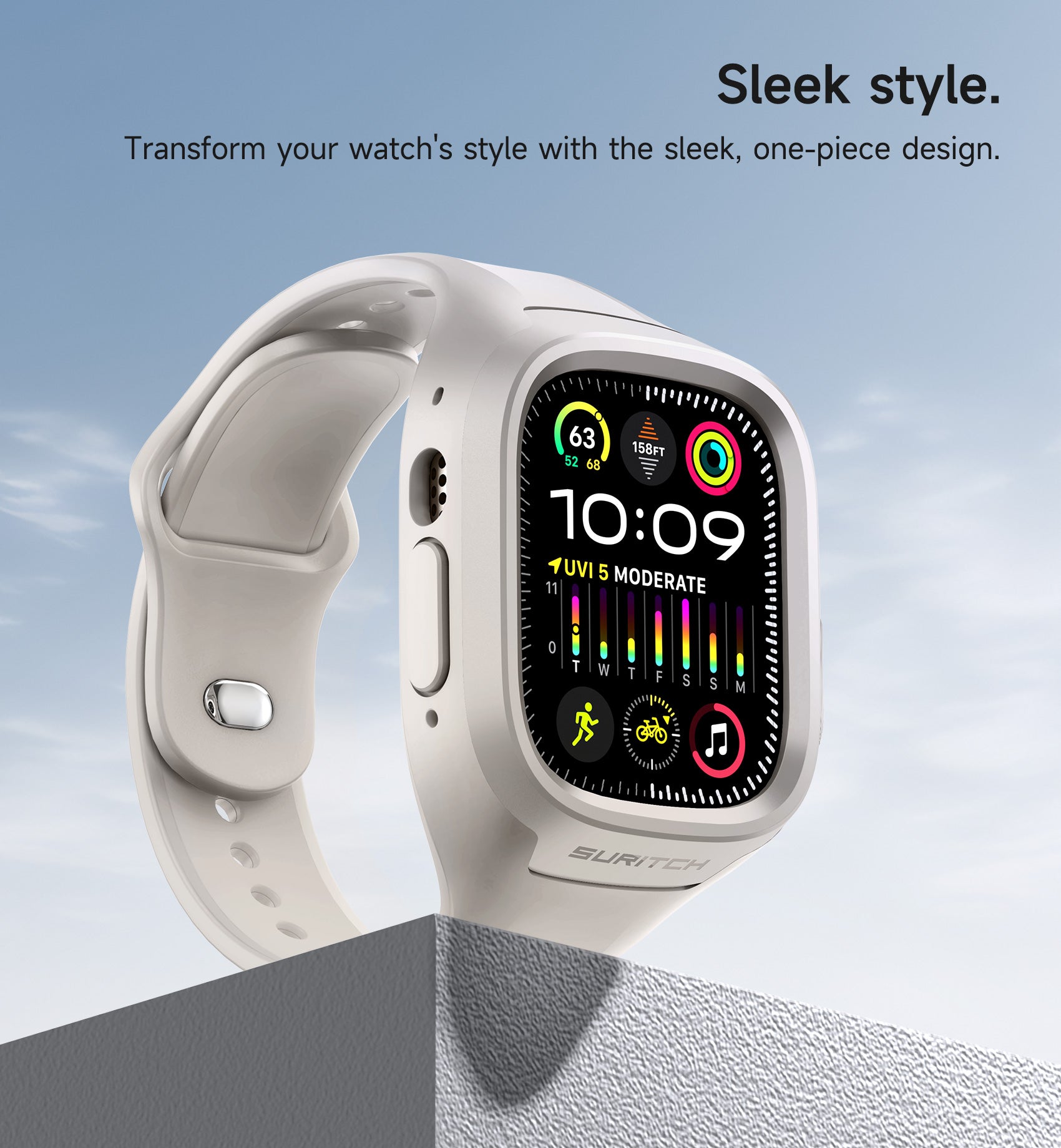 Suritch Sport Band for Apple Watch Ultra 3rd Gen 49mm Soft Silicone Shockproof Rugged Protective Strap with Case for Women Men